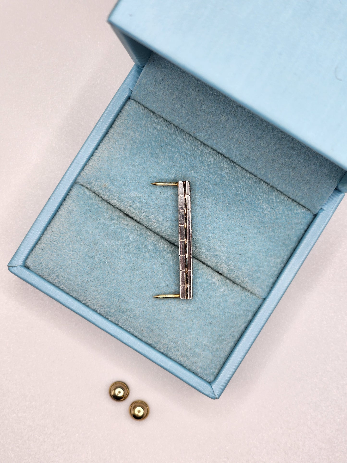 Vintage Diamond Bar Pin in 14k Yellow and White Gold