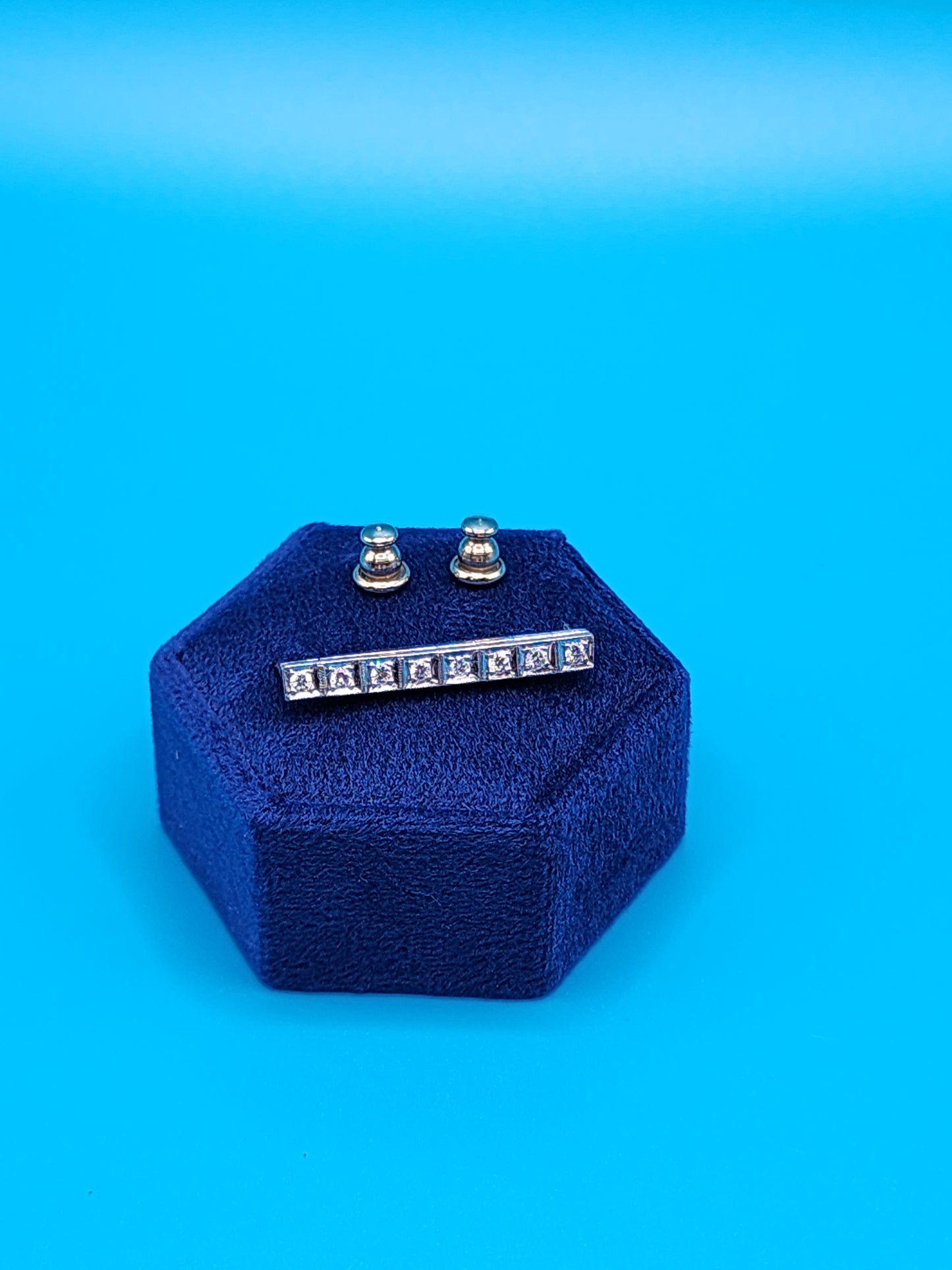 Vintage Diamond Bar Pin in 14k Yellow and White Gold