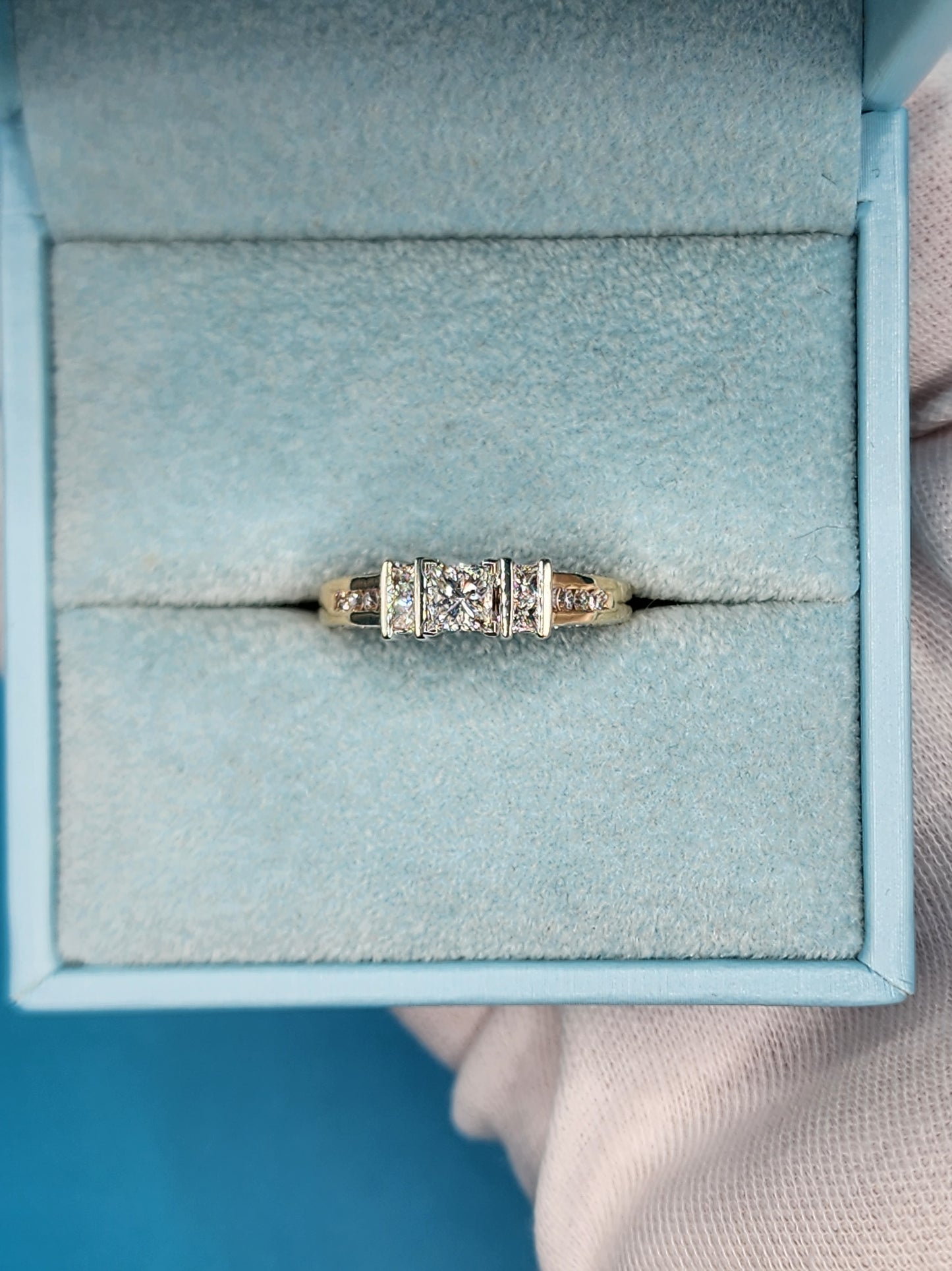 Princess Cut Diamond Engagement Ring in 14k Yellow and White Gold