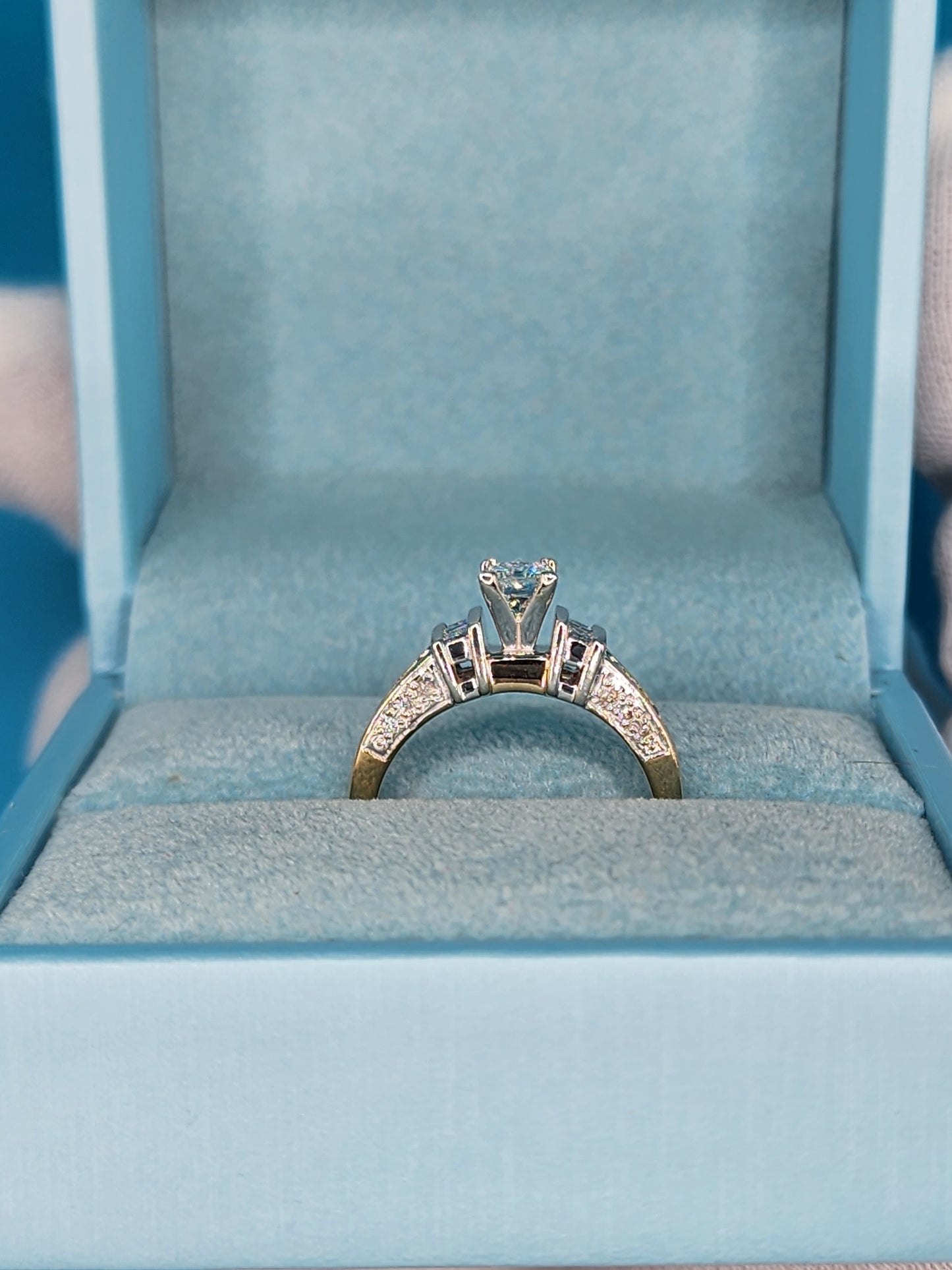 Princess Cut Diamond Engagement Ring in 14k Yellow and White Gold