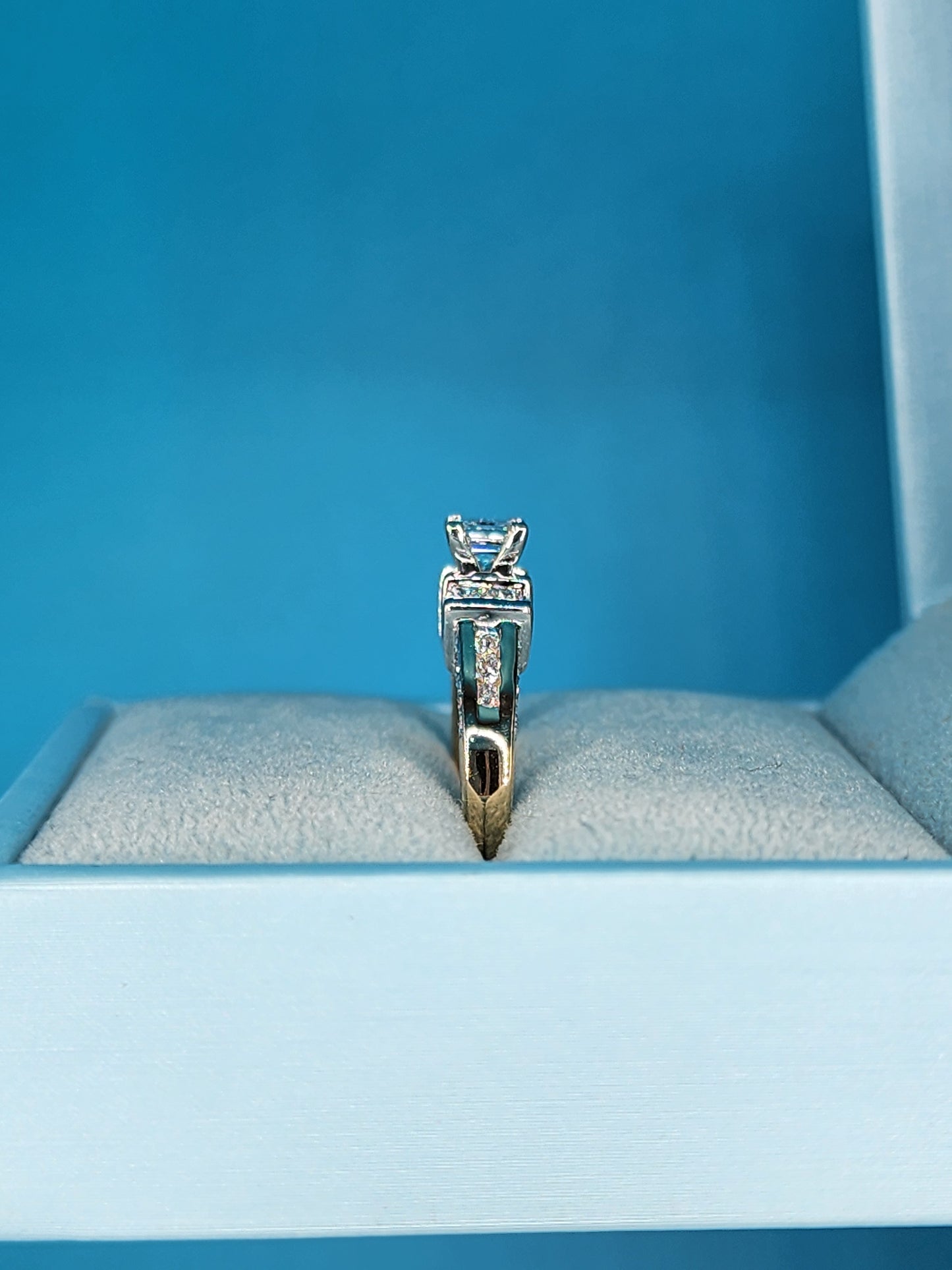 Princess Cut Diamond Engagement Ring in 14k Yellow and White Gold