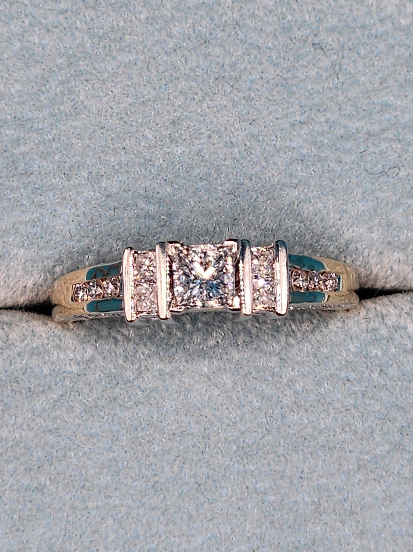 Princess Cut Diamond Engagement Ring in 14k Yellow and White Gold