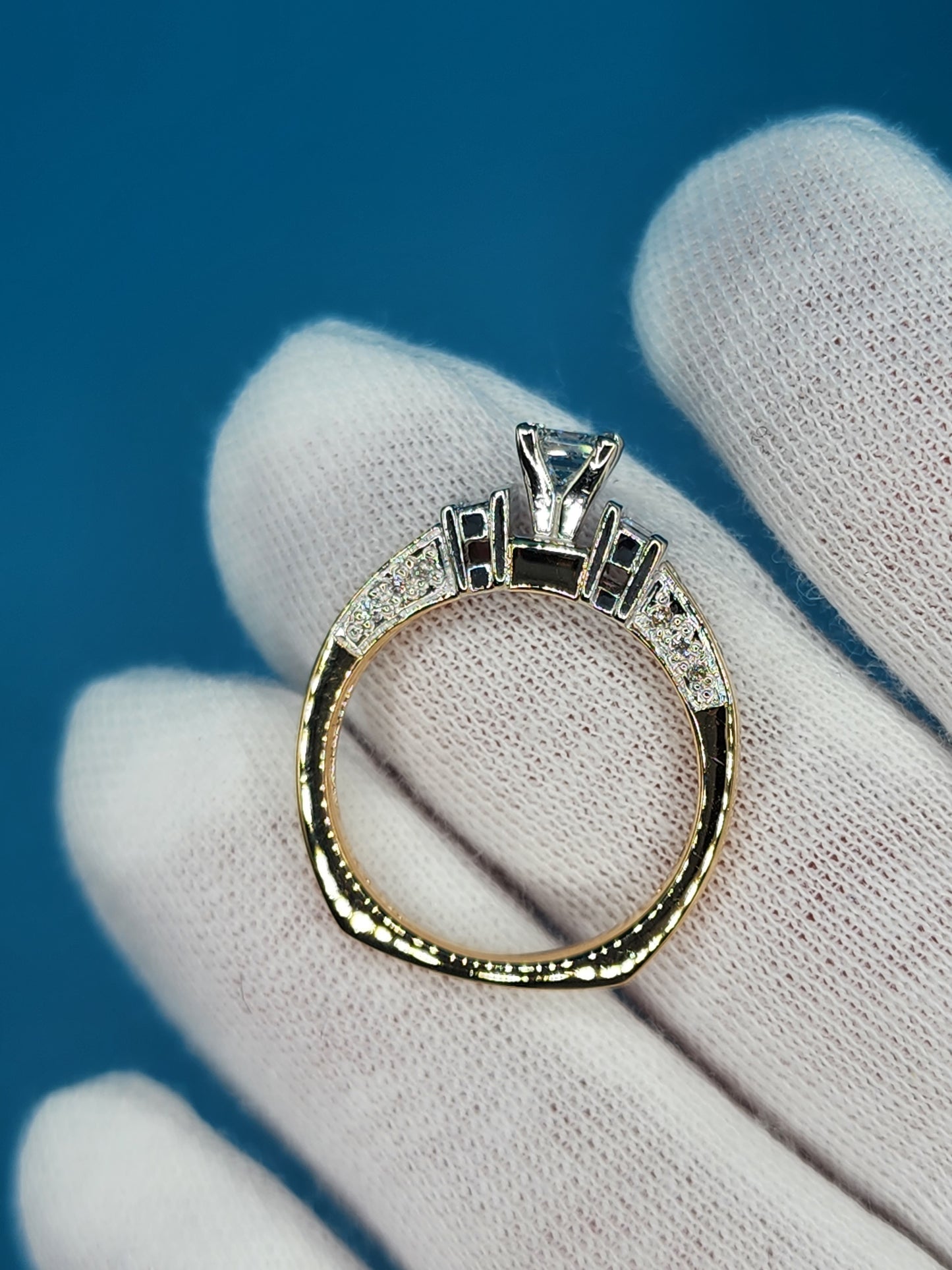 Princess Cut Diamond Engagement Ring in 14k Yellow and White Gold