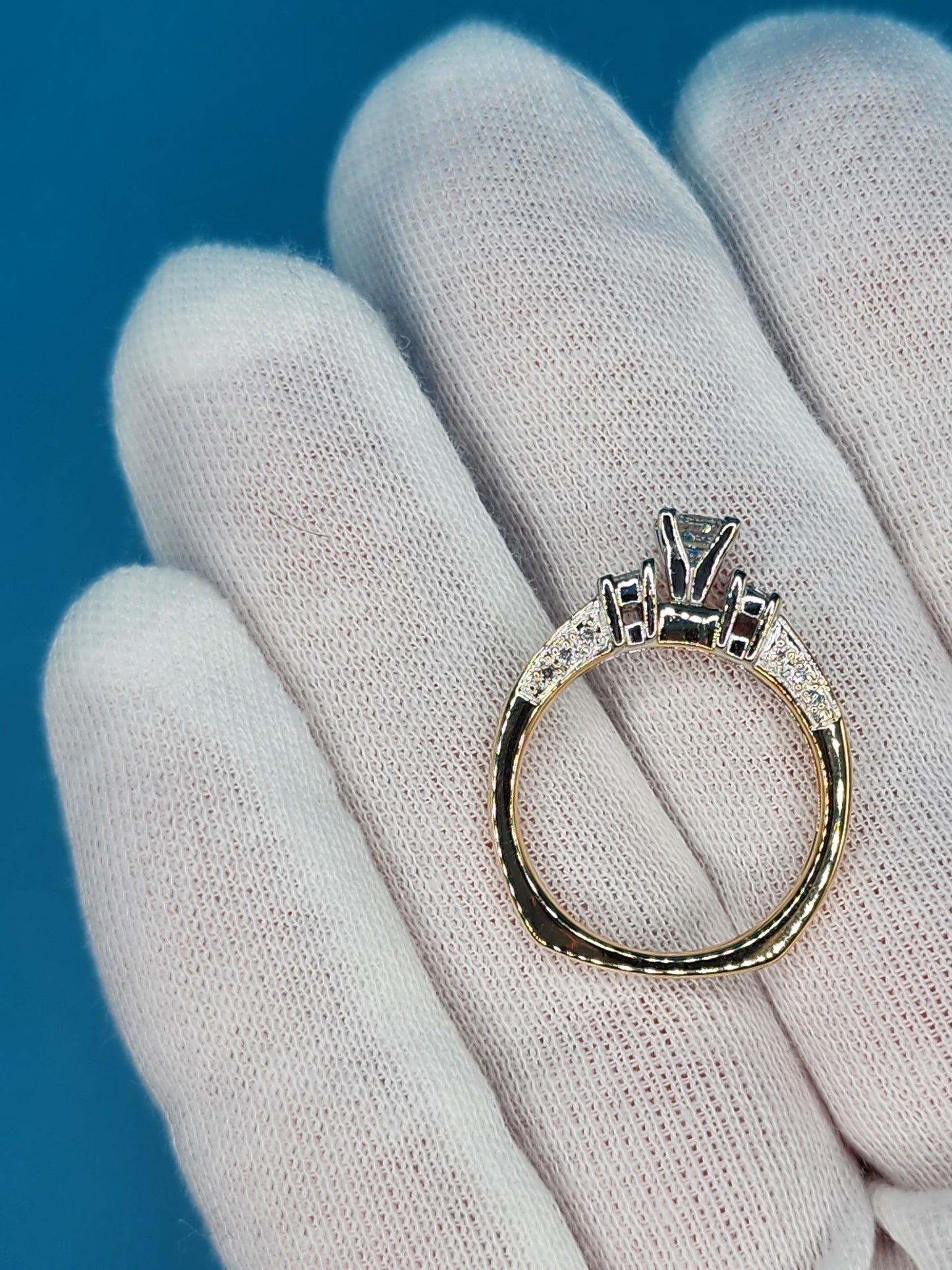 Princess Cut Diamond Engagement Ring in 14k Yellow and White Gold