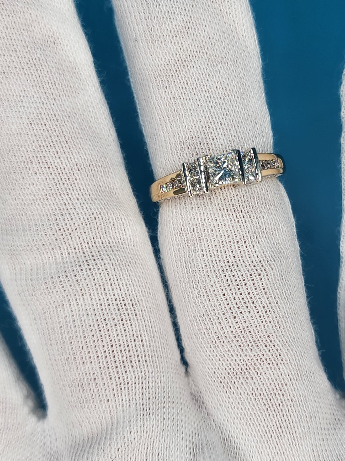 Princess Cut Diamond Engagement Ring in 14k Yellow and White Gold
