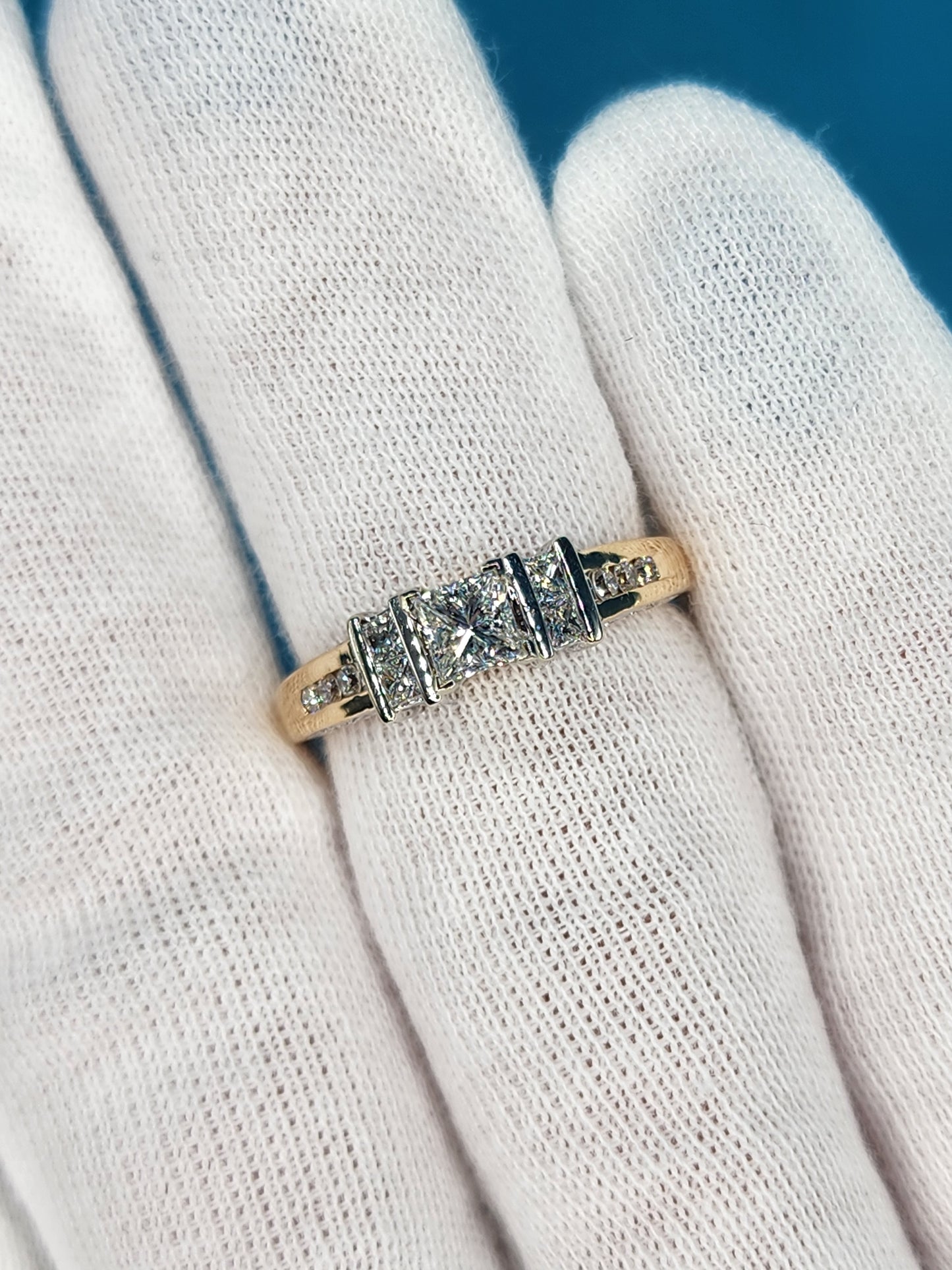 Princess Cut Diamond Engagement Ring in 14k Yellow and White Gold