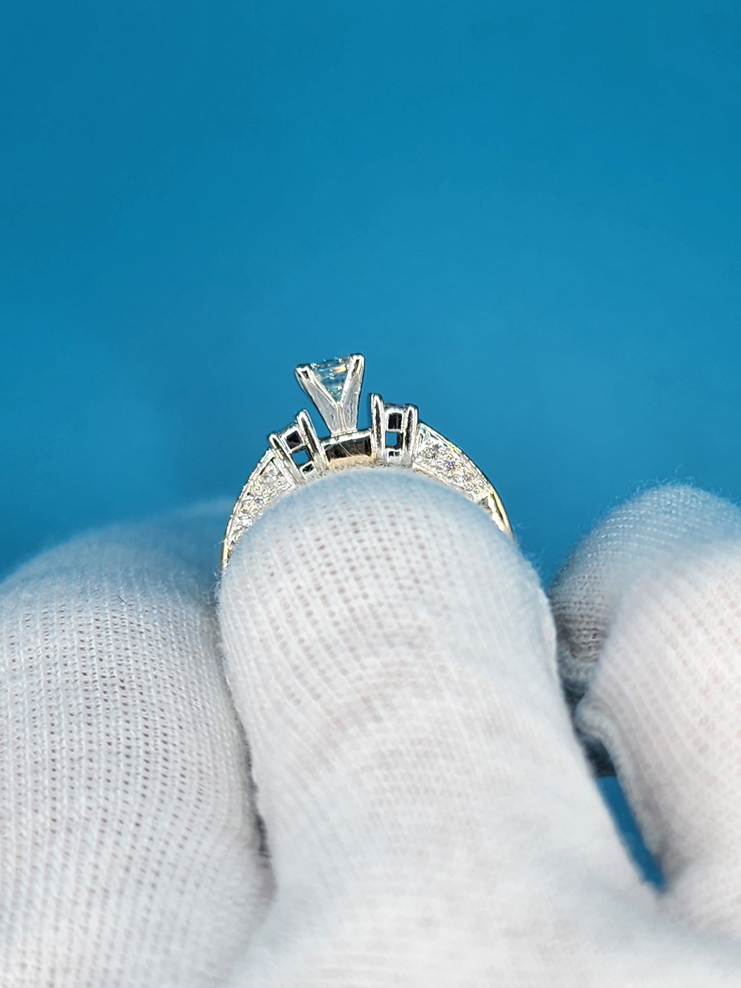 Princess Cut Diamond Engagement Ring in 14k Yellow and White Gold