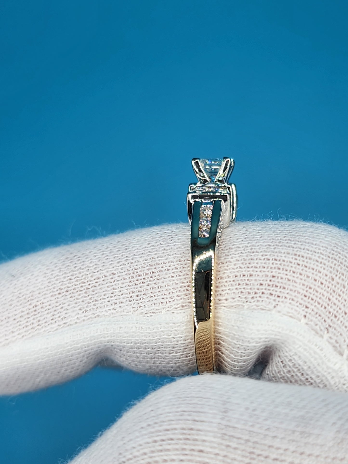 Princess Cut Diamond Engagement Ring in 14k Yellow and White Gold