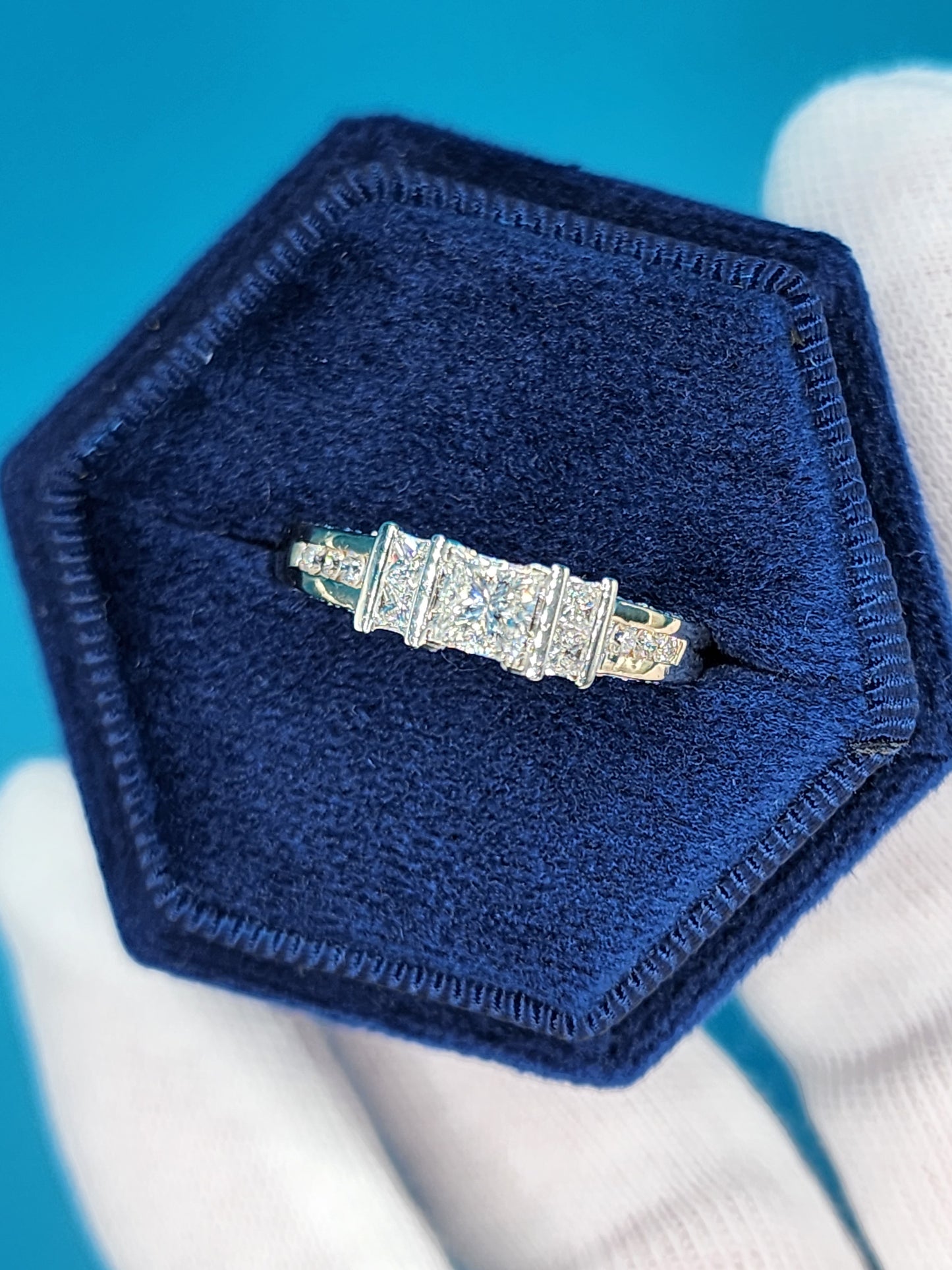 Princess Cut Diamond Engagement Ring in 14k Yellow and White Gold