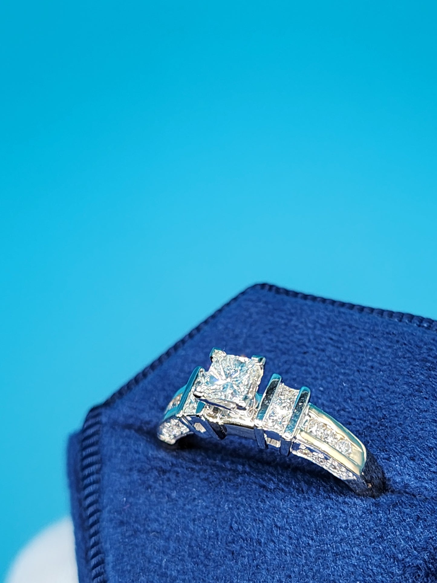 Princess Cut Diamond Engagement Ring in 14k Yellow and White Gold