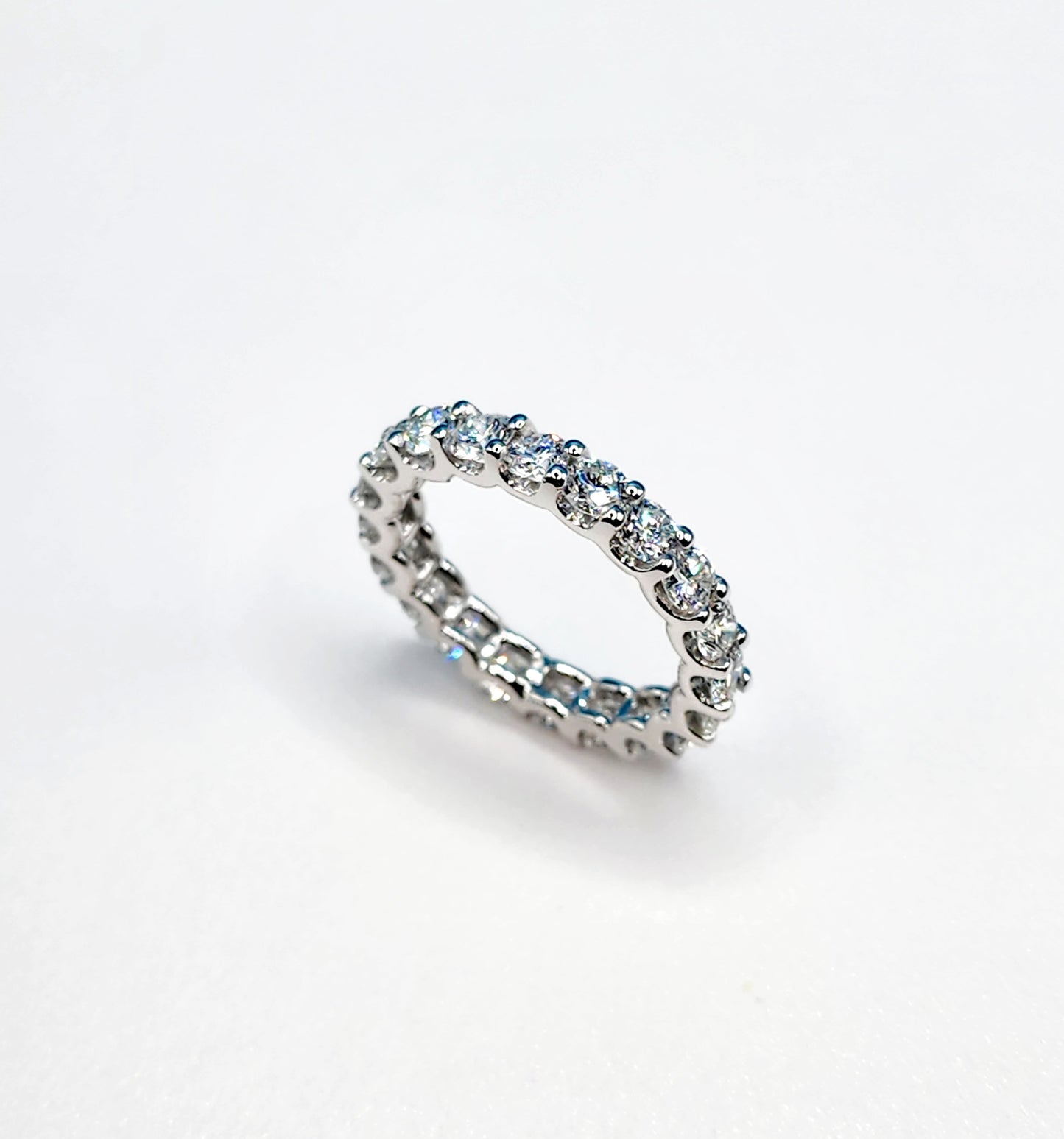 Ladies Round Brilliant Cut Diamond Eternity Band in 14k White Gold 3.4 mm