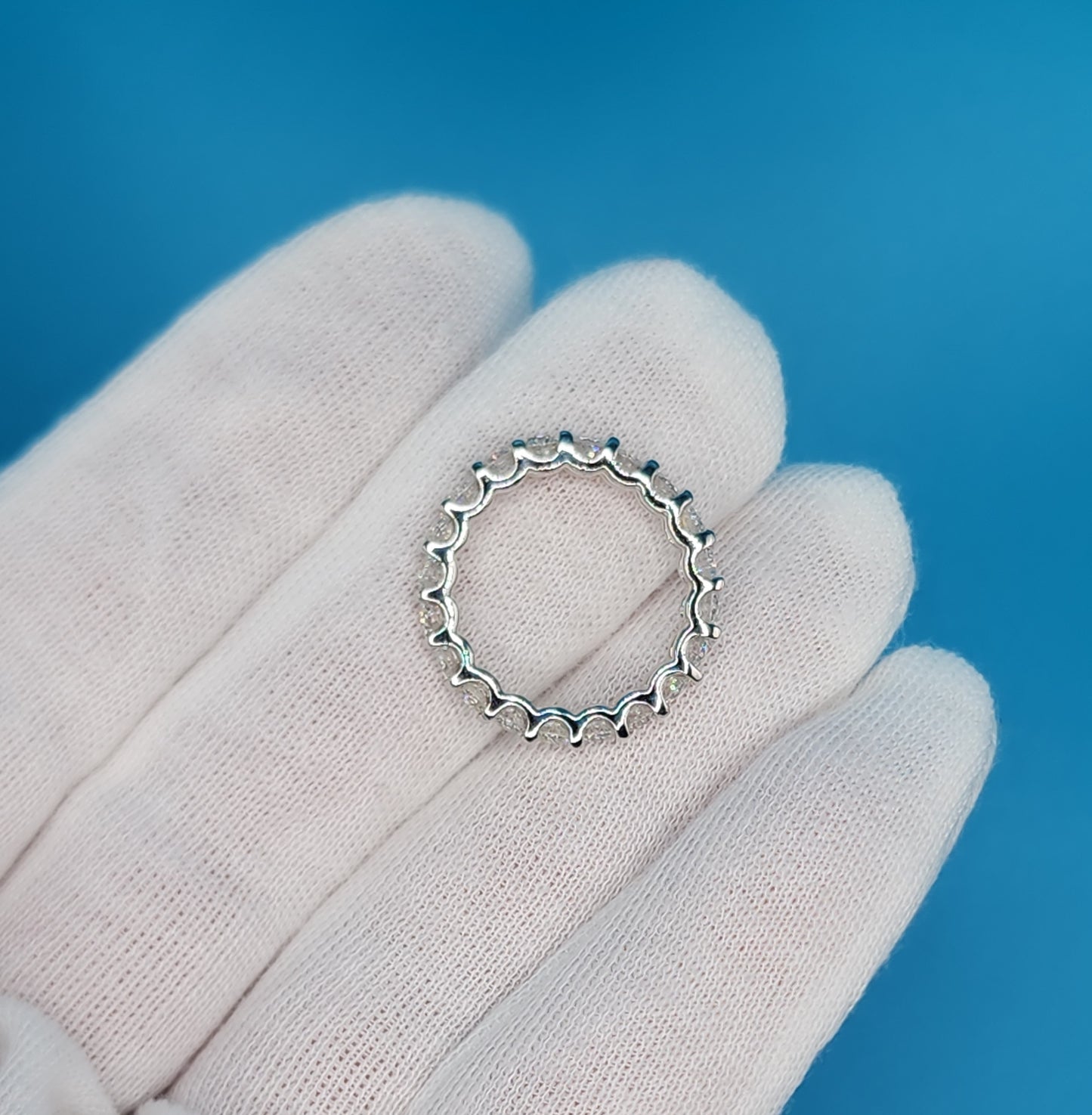 Ladies Round Brilliant Cut Diamond Eternity Band in 14k White Gold 3.4 mm