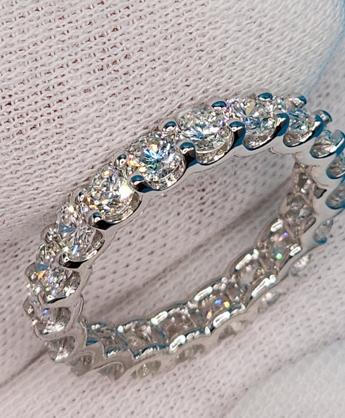 Ladies Round Brilliant Cut Diamond Eternity Band in 14k White Gold 3.4 mm
