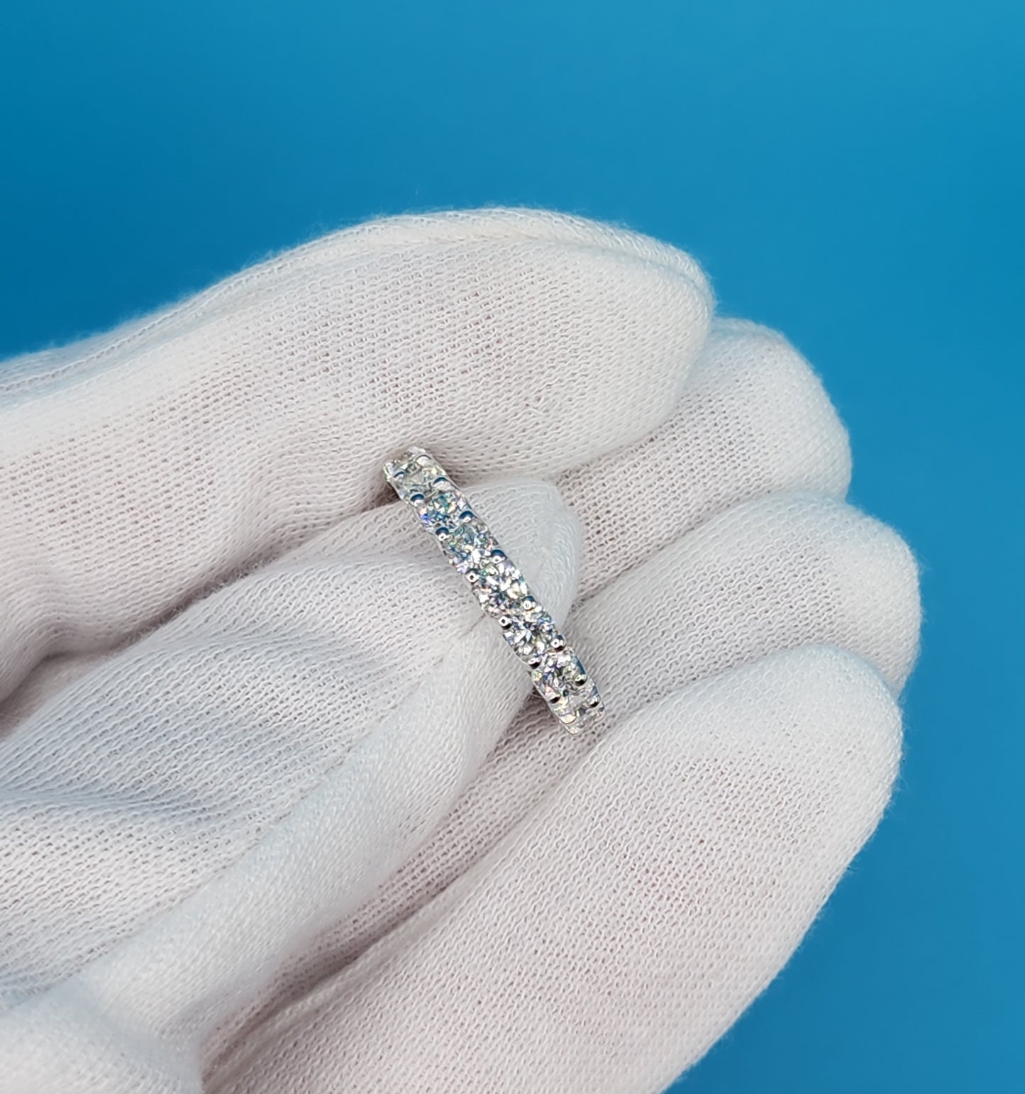 Ladies Round Brilliant Cut Diamond Eternity Band in 14k White Gold 3.4 mm