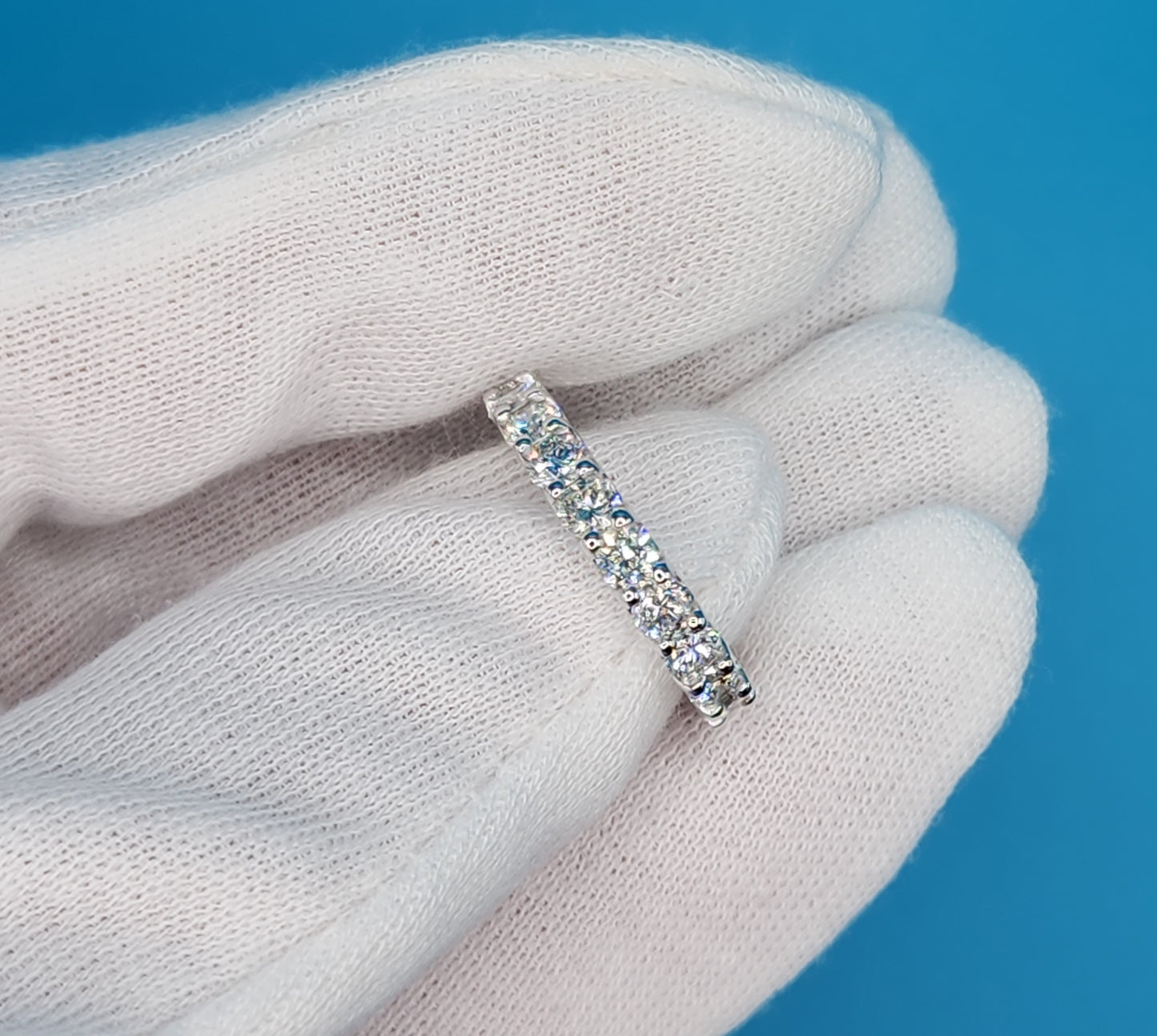 Ladies Round Brilliant Cut Diamond Eternity Band in 14k White Gold 3.4 mm
