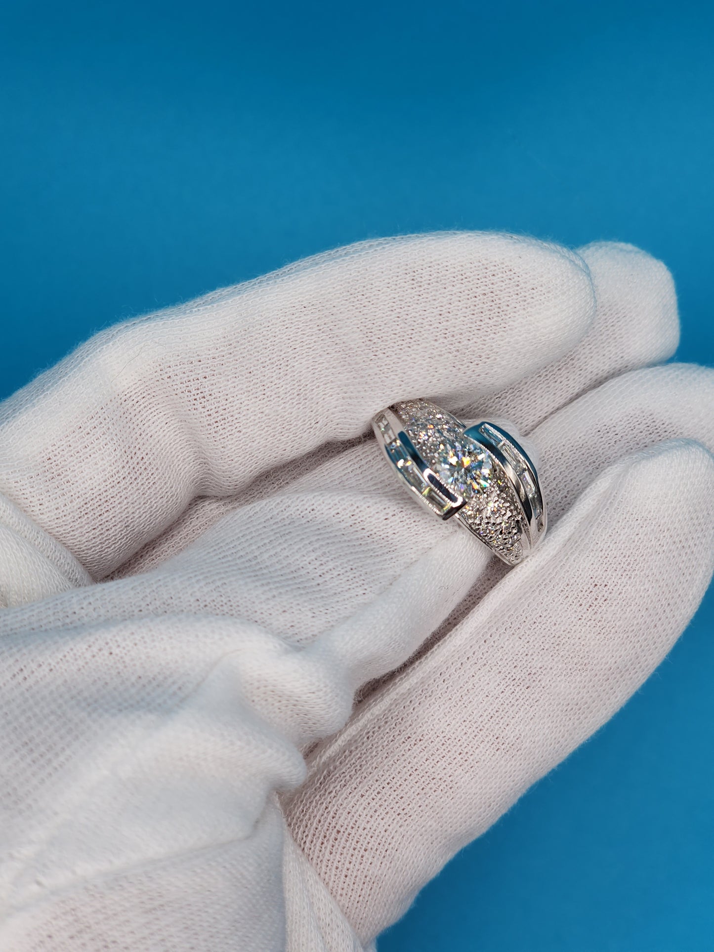 Bypass Design Ladies Diamond Ring in 14k White Gold