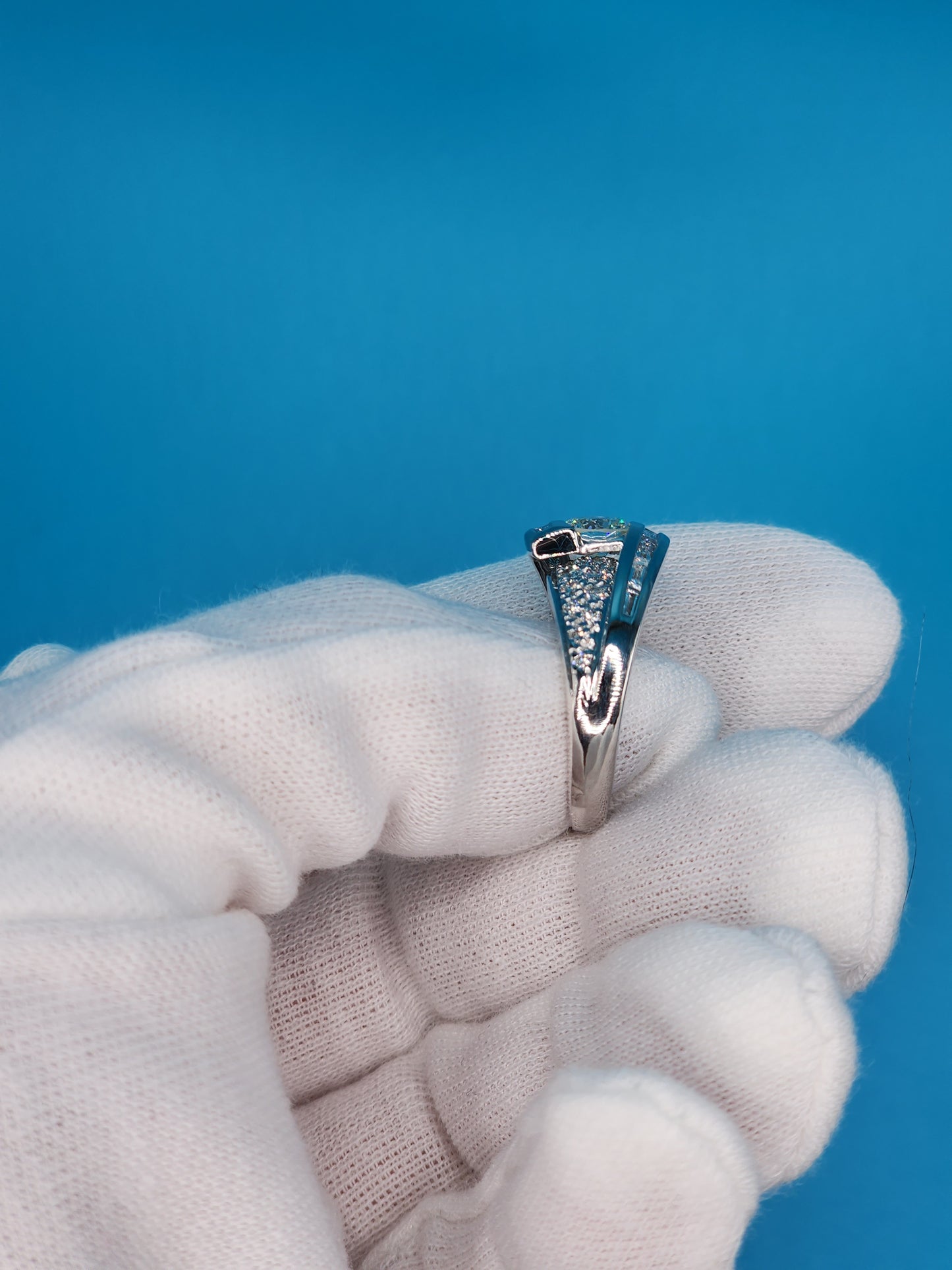 Bypass Design Ladies Diamond Ring in 14k White Gold