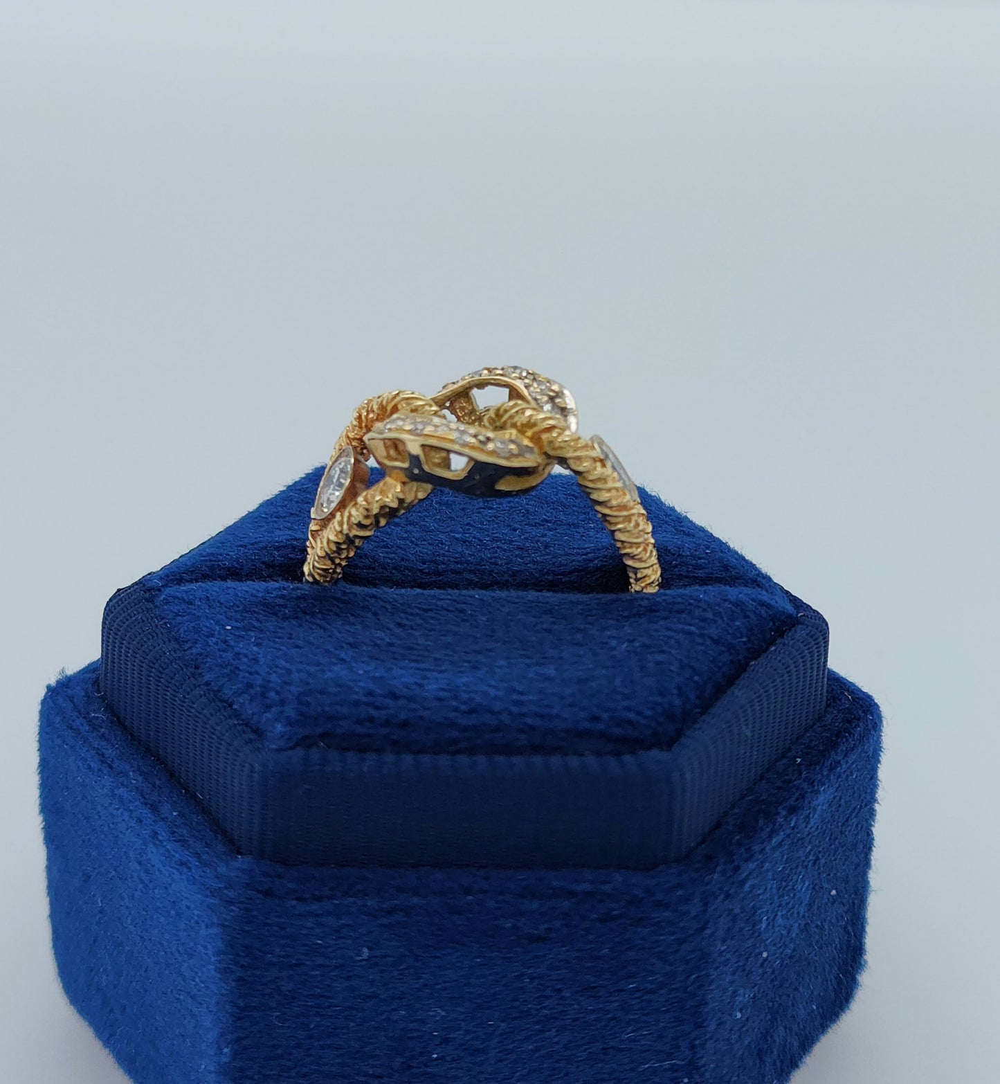Ladies Diamond Link Ring is 14k Yellow and White Gold
