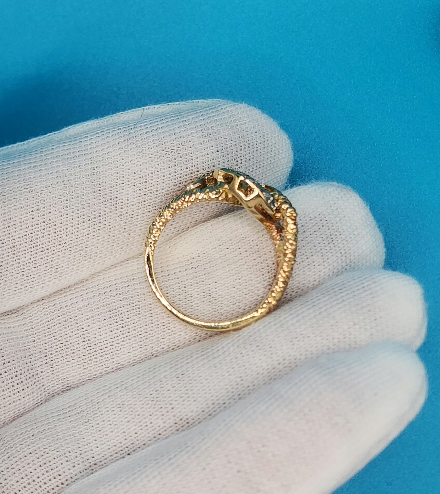 Ladies Diamond Link Ring is 14k Yellow and White Gold