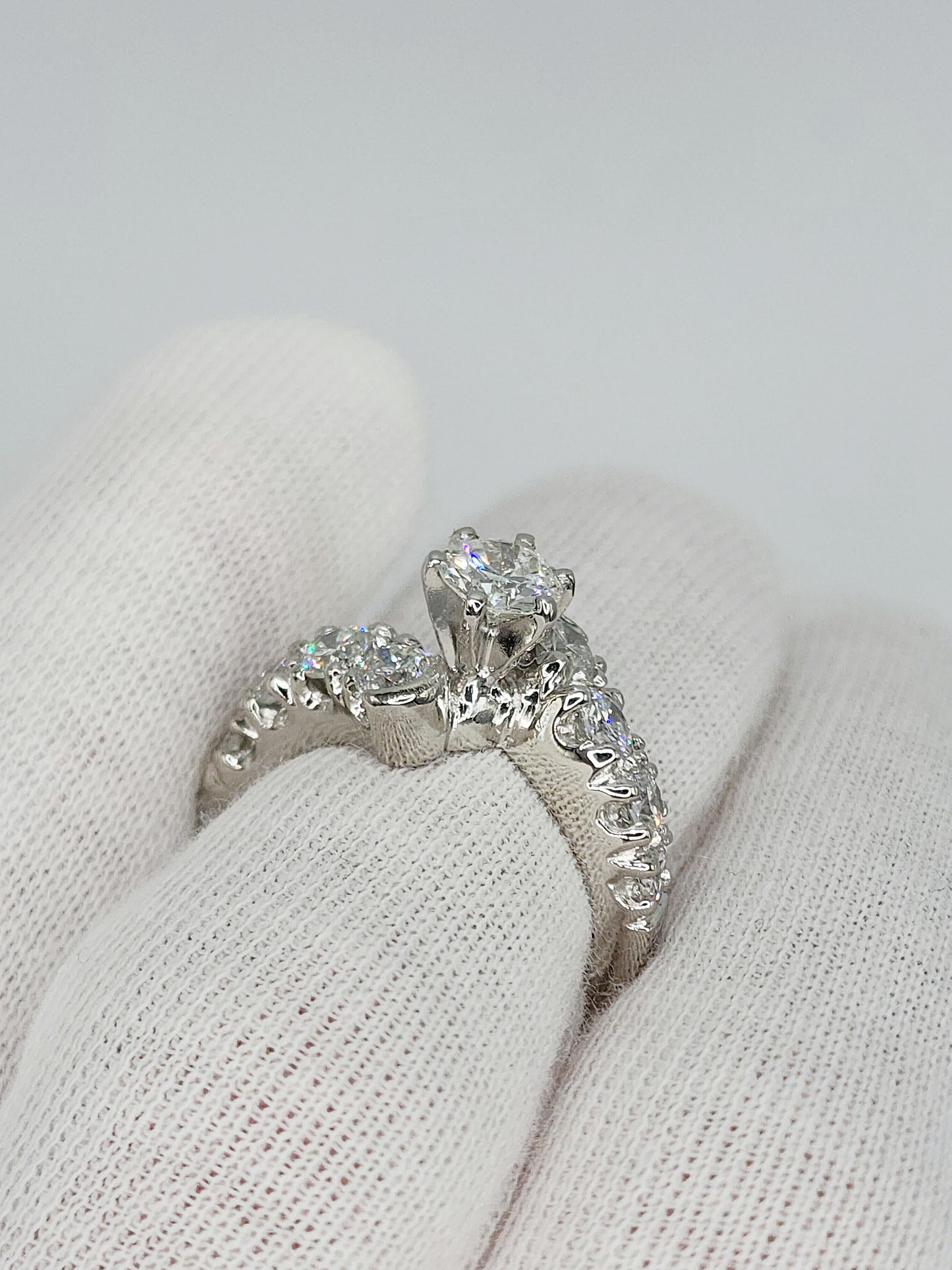 Bypass Design Ring with Natural Diamonds in Platinum