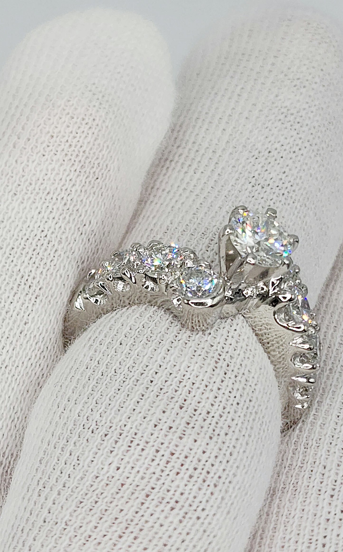 Bypass Design Ring with Natural Diamonds in Platinum