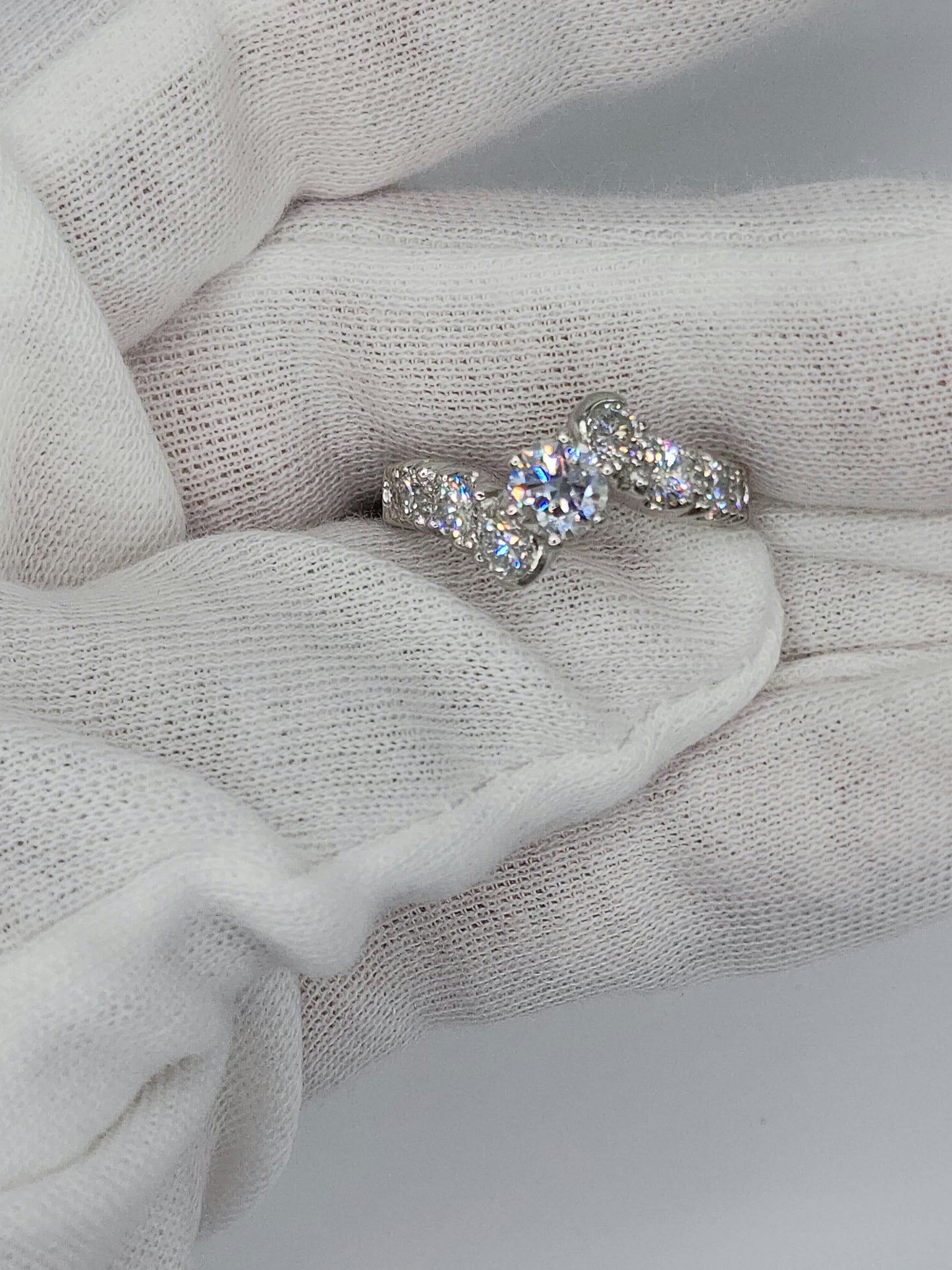 Bypass Design Ring with Natural Diamonds in Platinum
