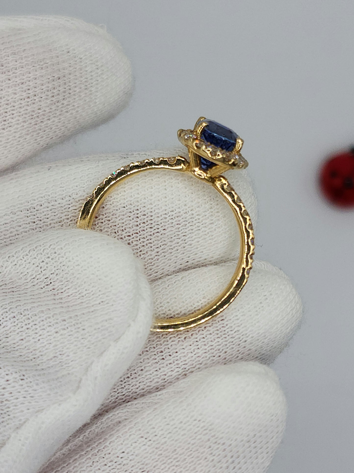 GIA 2.23 ct Unheated Oval Sapphire Ladies Halo Design Ring in 14k Yellow Gold