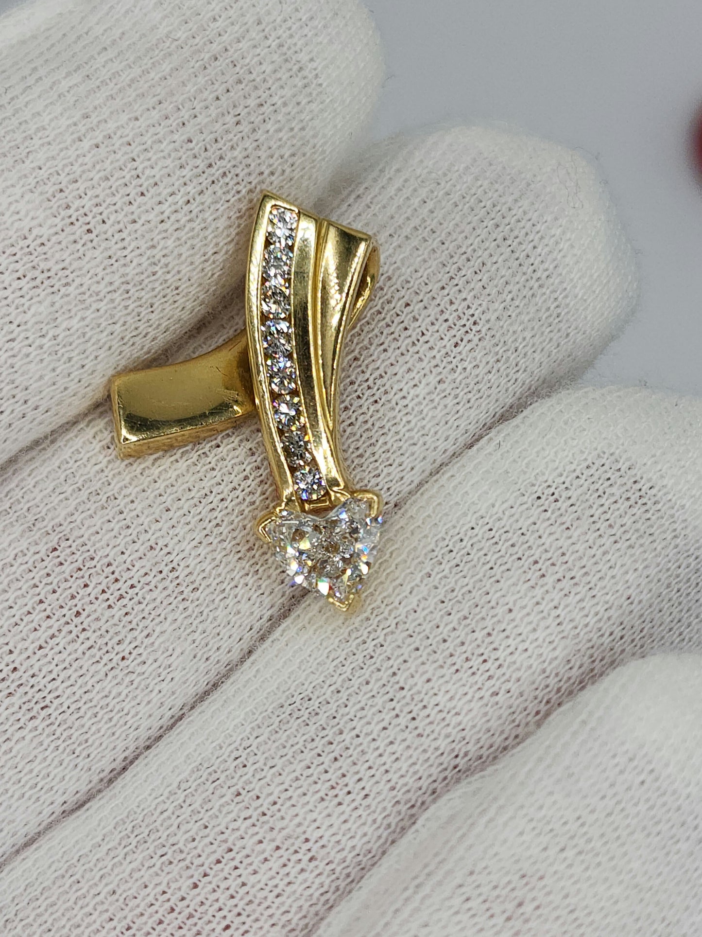 Heart Shape Diamond Pendant Slide in 14k Yellow Gold