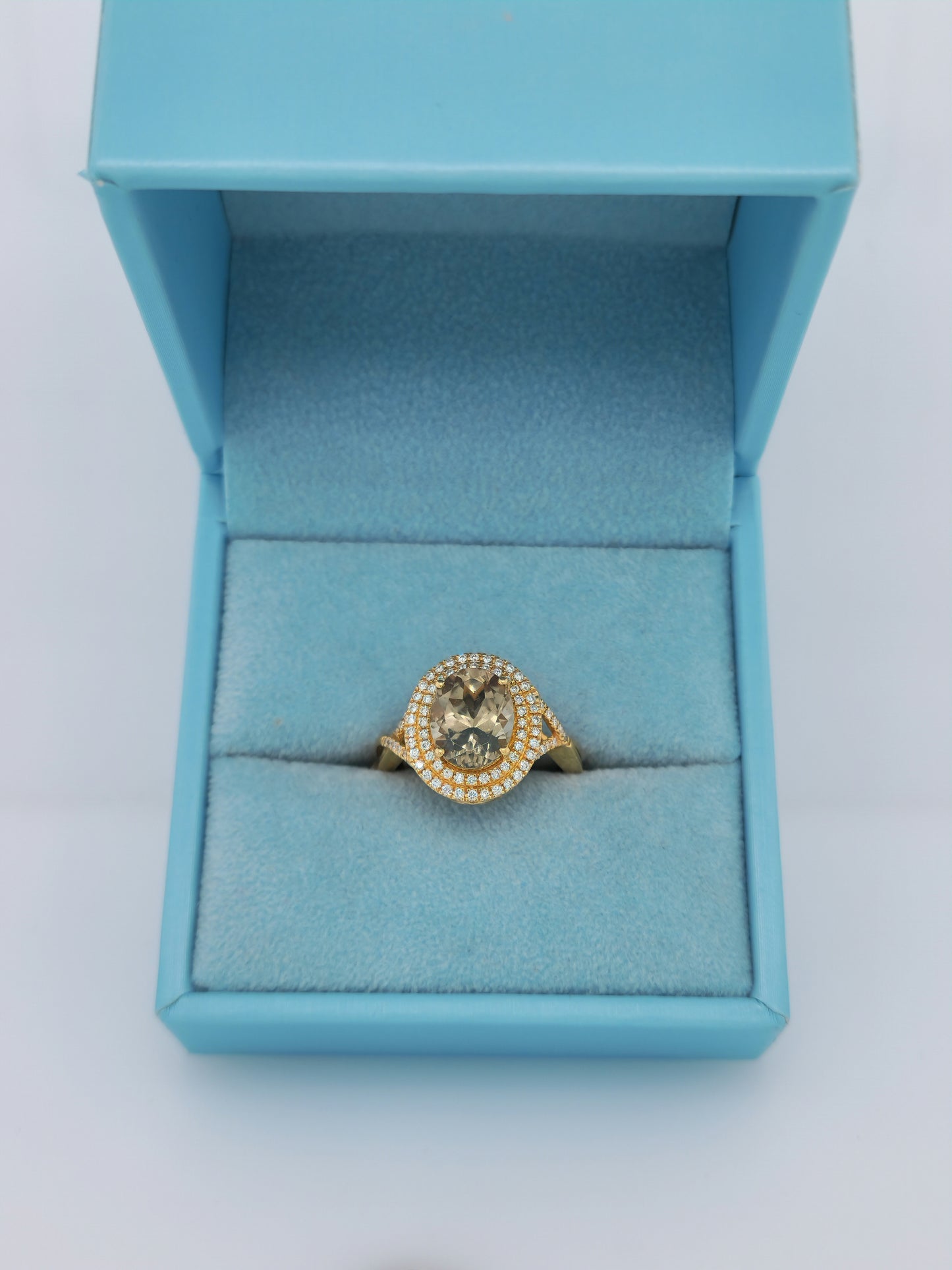 Iliana AAA Sava Sphene Diamond Double Halo Ladies Ring in 18K Yellow Gold