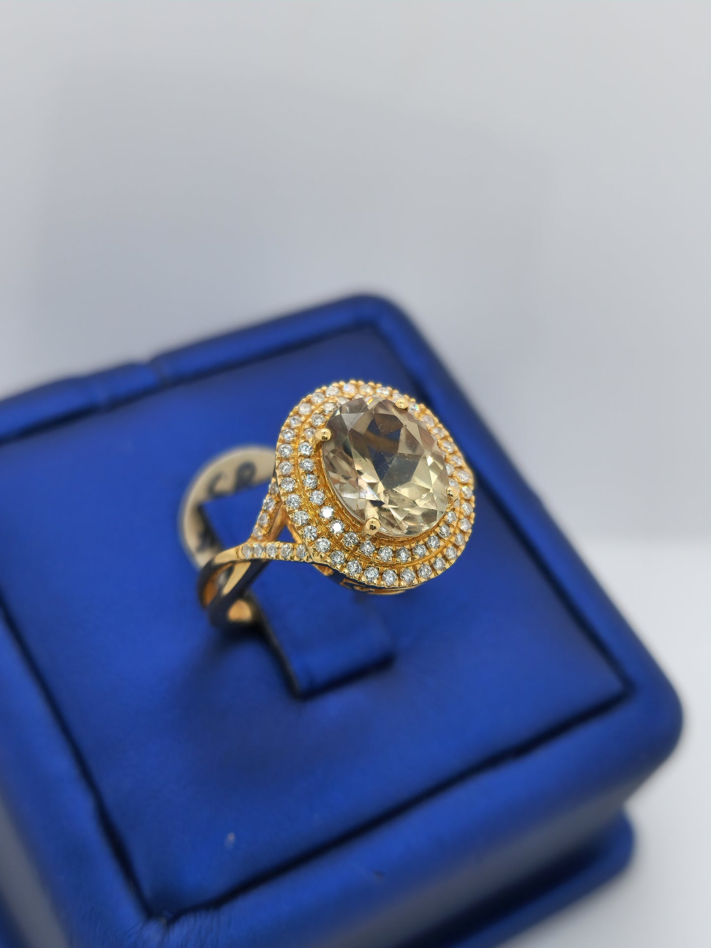 Iliana AAA Sava Sphene Diamond Double Halo Ladies Ring in 18K Yellow Gold