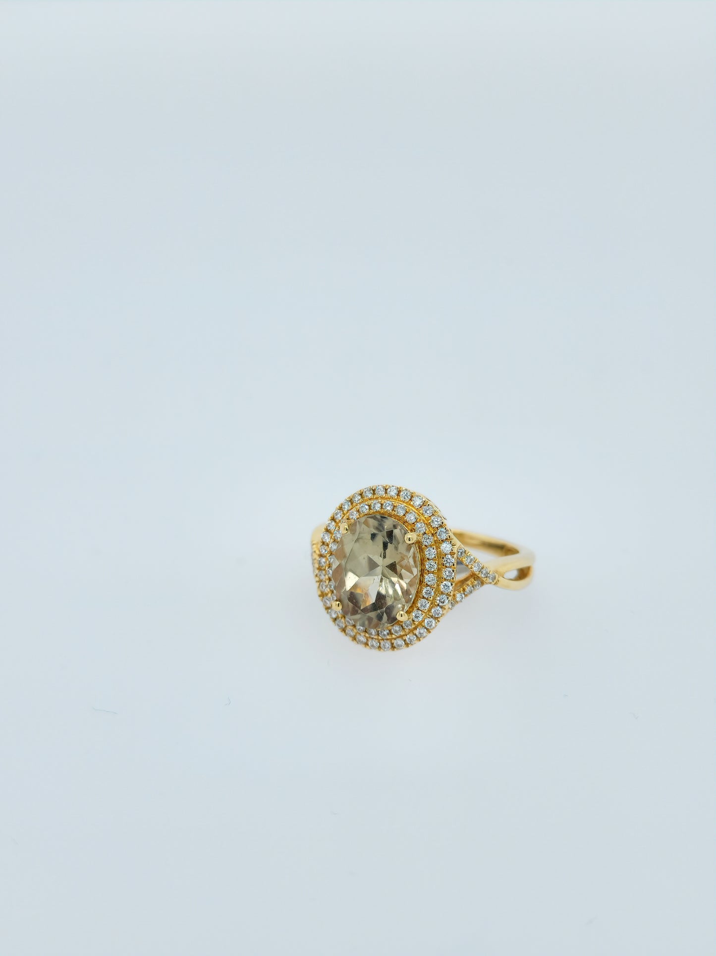 Iliana AAA Sava Sphene Diamond Double Halo Ladies Ring in 18K Yellow Gold
