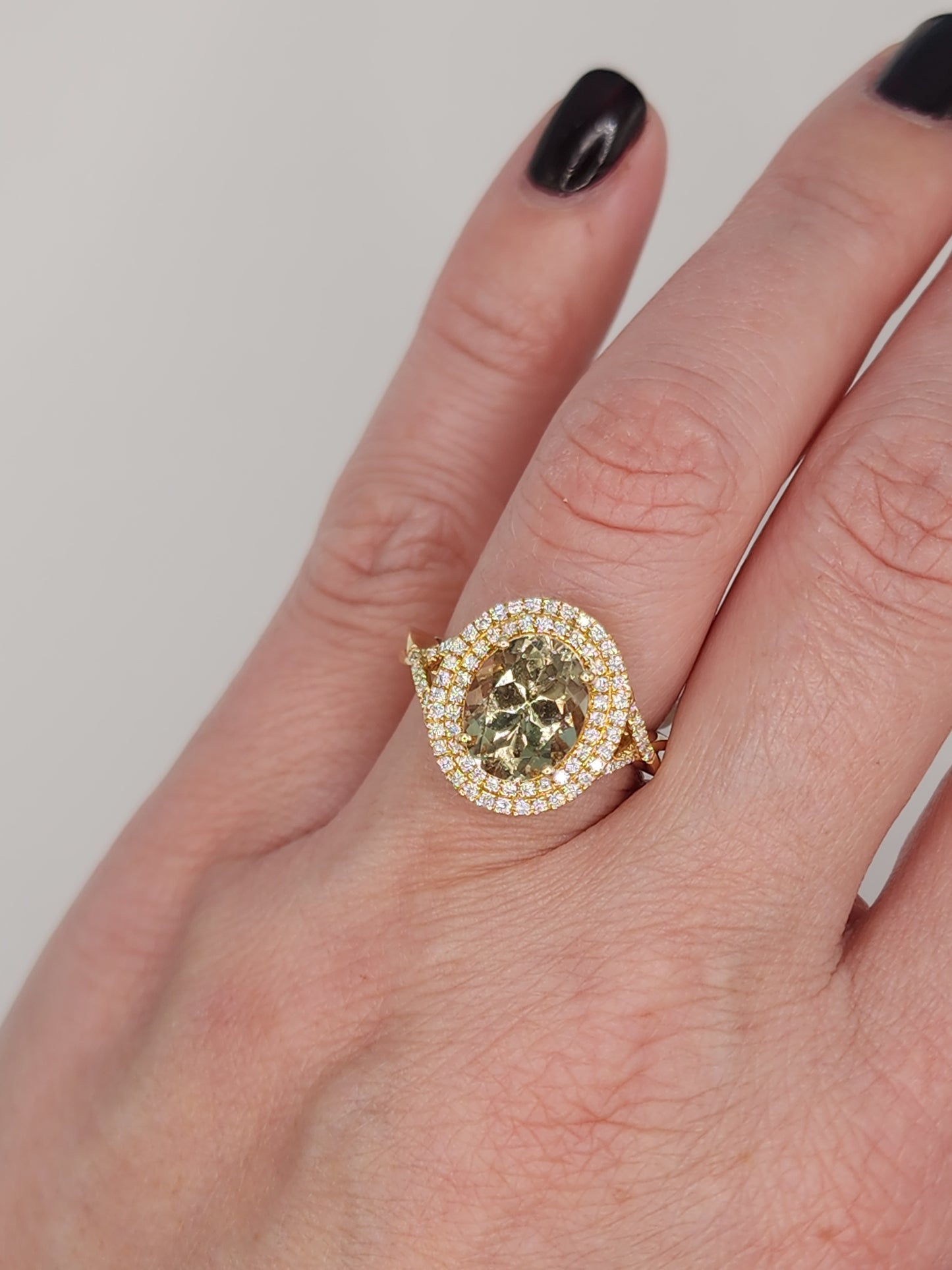 Iliana AAA Sava Sphene Diamond Double Halo Ladies Ring in 18K Yellow Gold