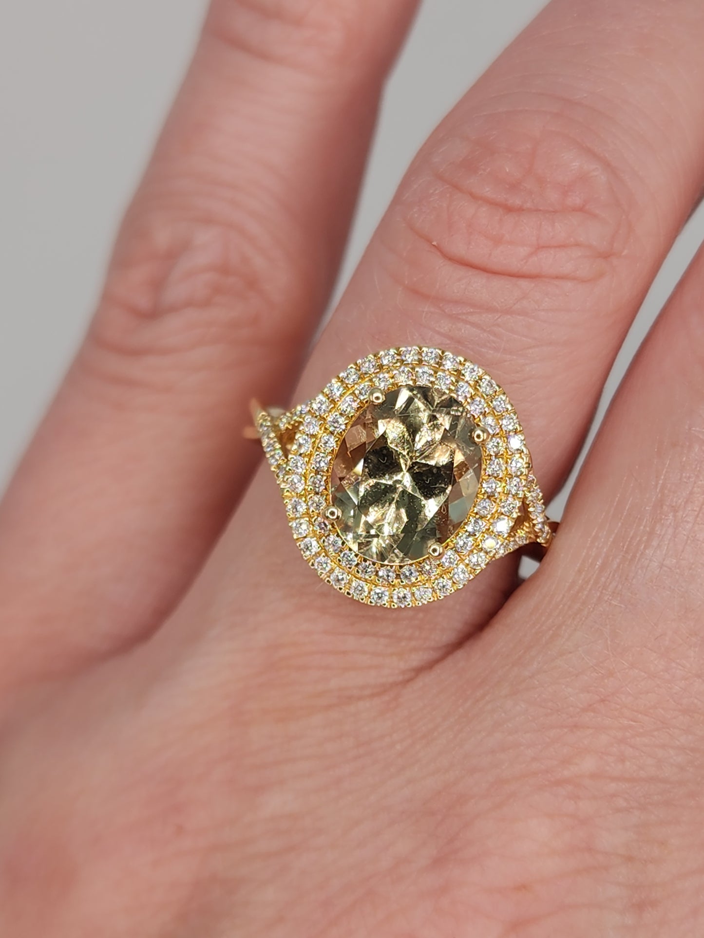 Iliana AAA Sava Sphene Diamond Double Halo Ladies Ring in 18K Yellow Gold