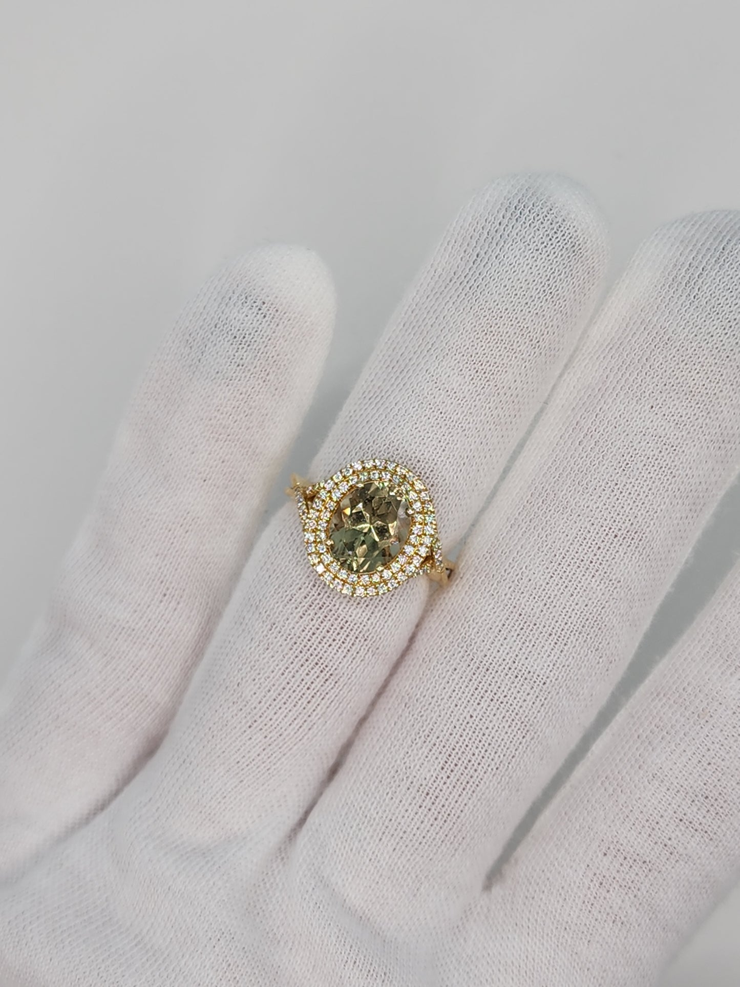 Iliana AAA Sava Sphene Diamond Double Halo Ladies Ring in 18K Yellow Gold