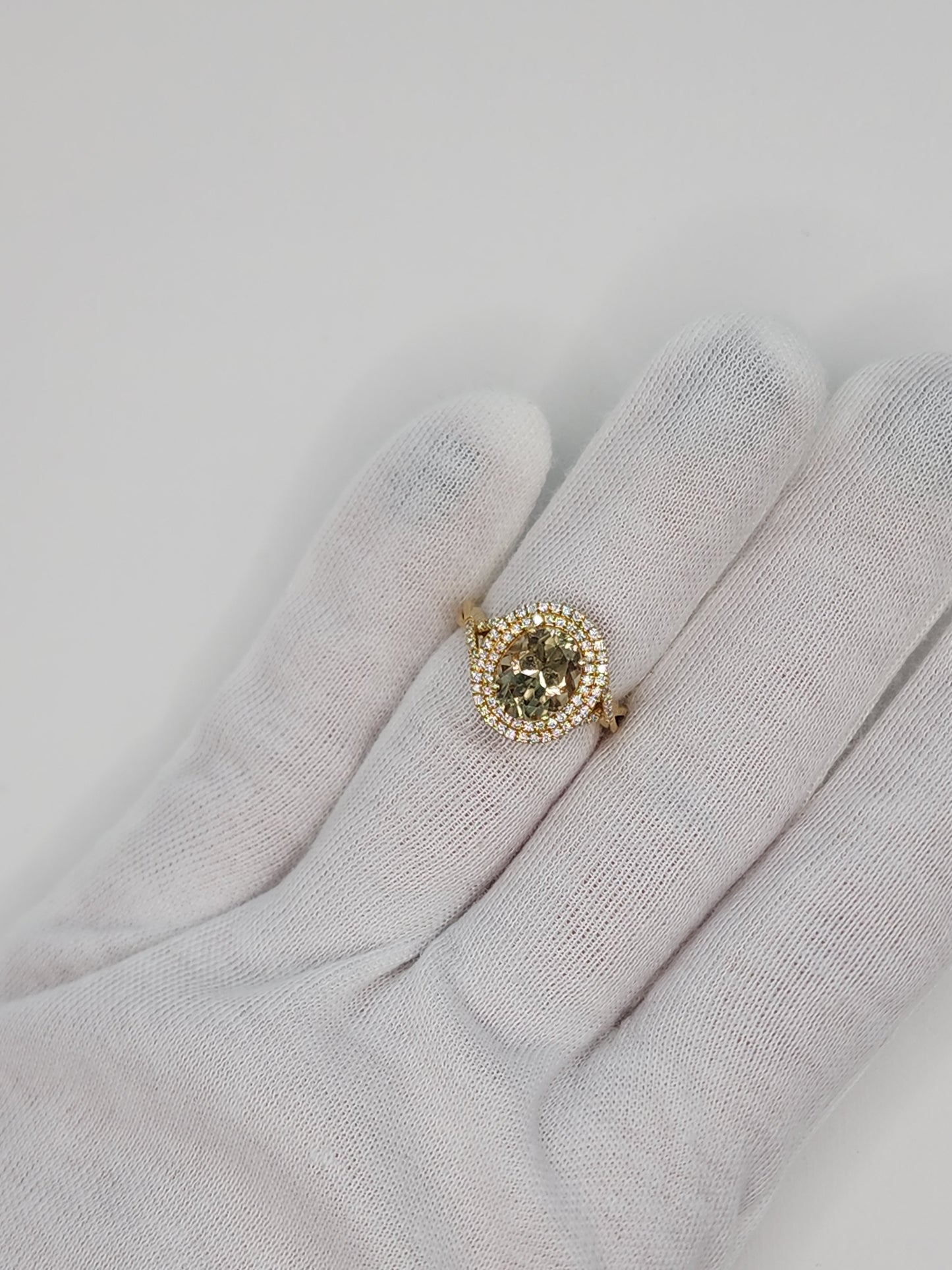 Iliana AAA Sava Sphene Diamond Double Halo Ladies Ring in 18K Yellow Gold