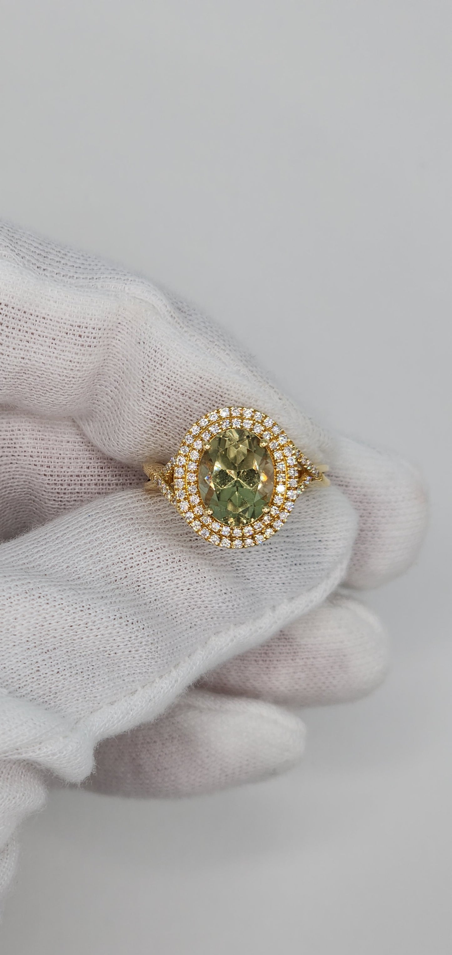 Iliana AAA Sava Sphene Diamond Double Halo Ladies Ring in 18K Yellow Gold