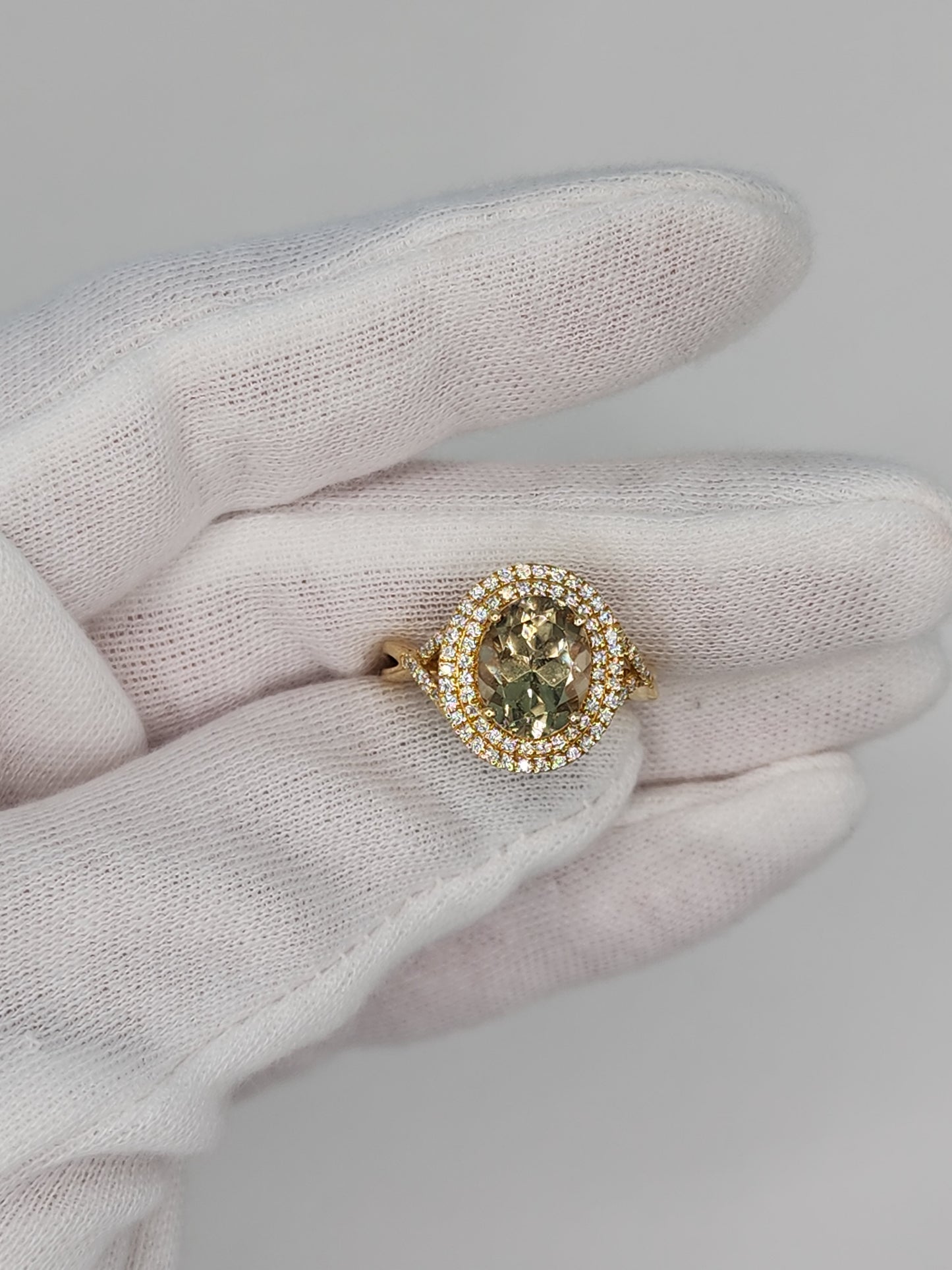 Iliana AAA Sava Sphene Diamond Double Halo Ladies Ring in 18K Yellow Gold