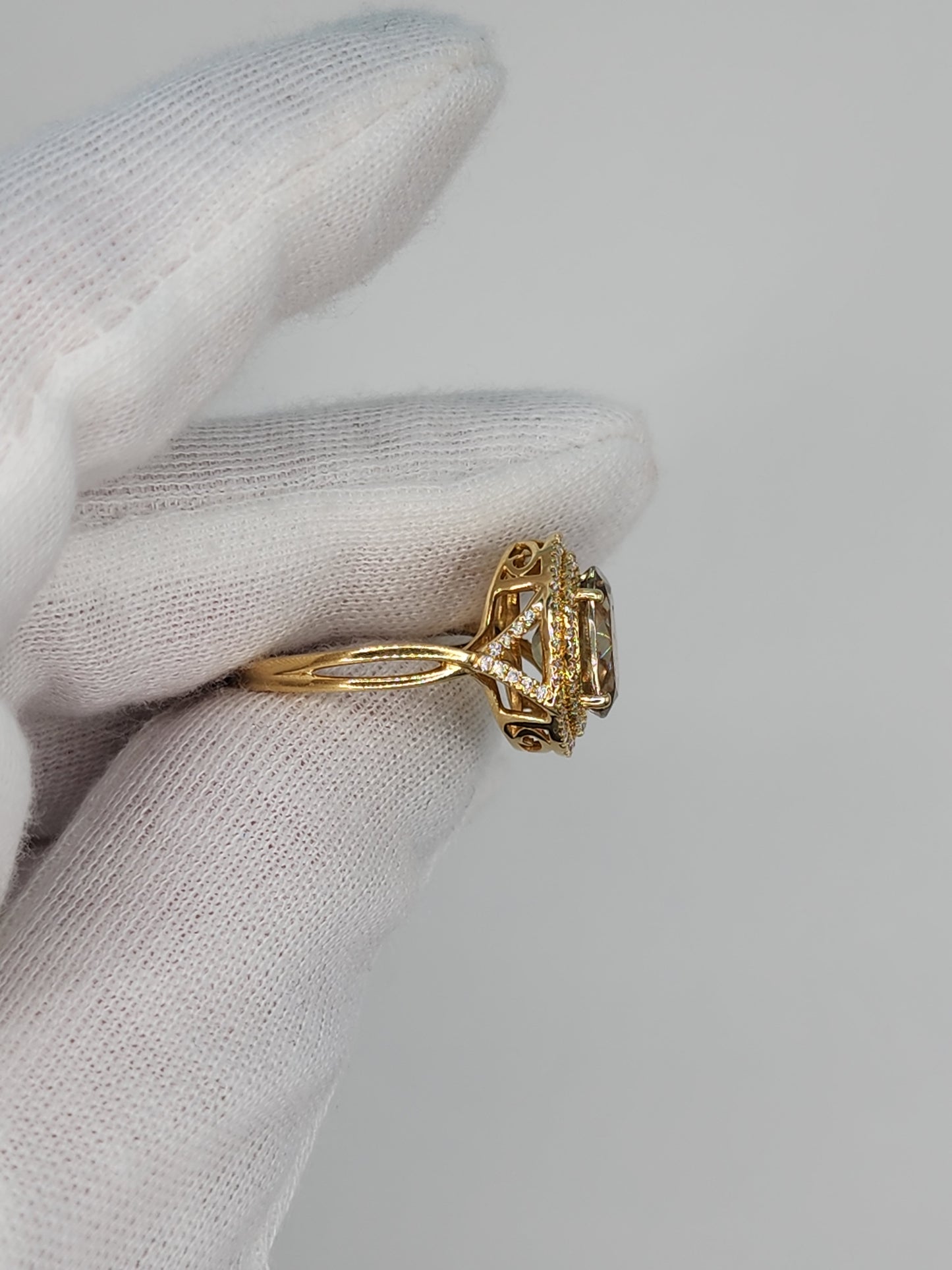 Iliana AAA Sava Sphene Diamond Double Halo Ladies Ring in 18K Yellow Gold