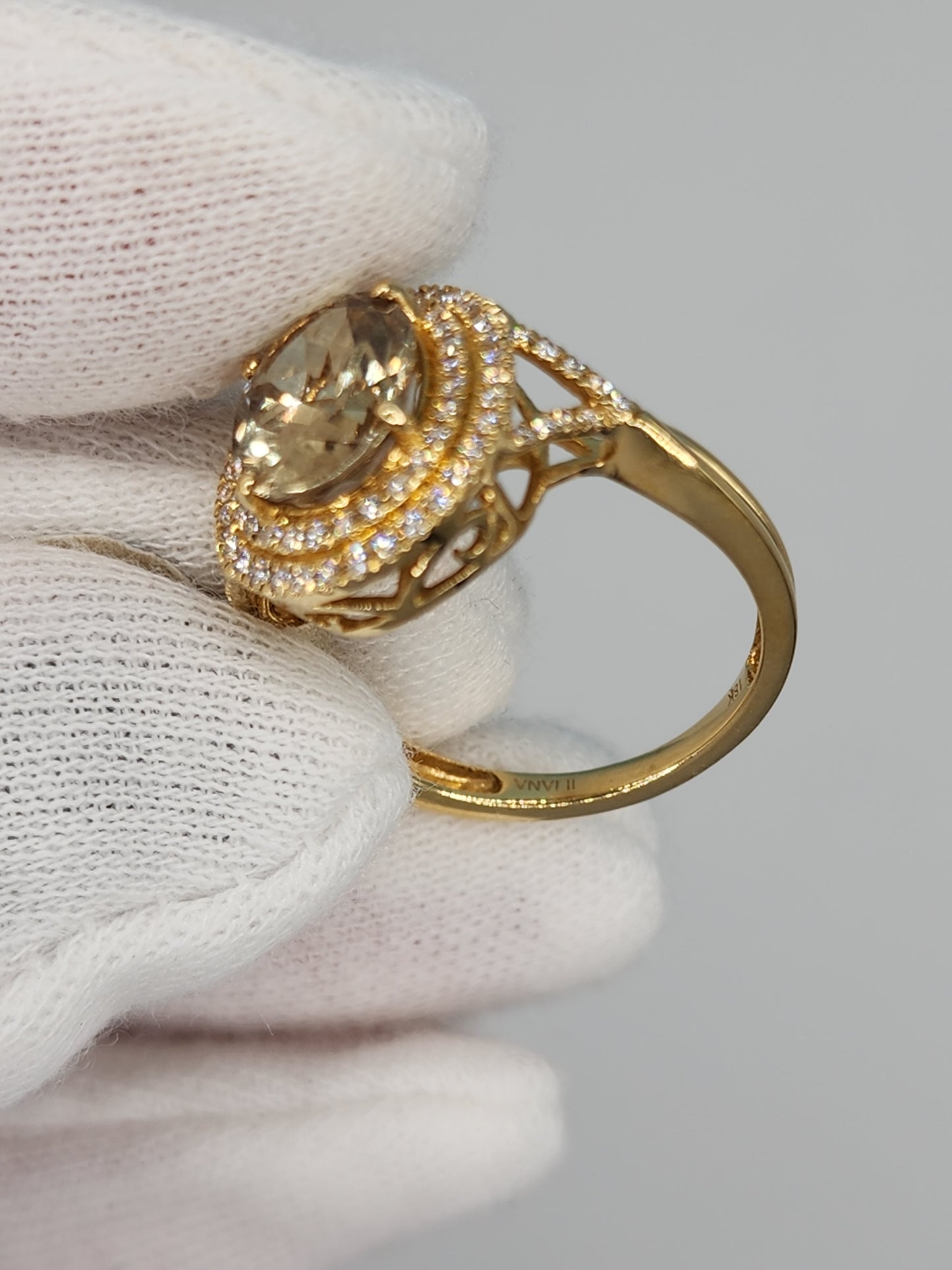 Iliana AAA Sava Sphene Diamond Double Halo Ladies Ring in 18K Yellow Gold
