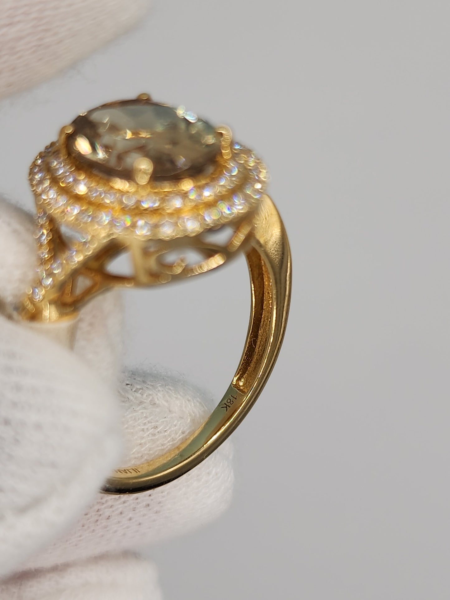 Iliana AAA Sava Sphene Diamond Double Halo Ladies Ring in 18K Yellow Gold