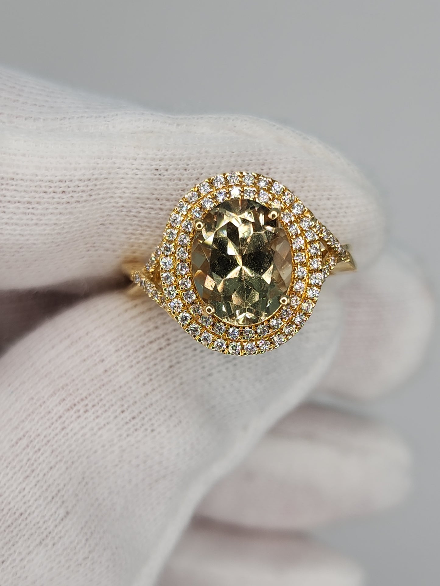 Iliana AAA Sava Sphene Diamond Double Halo Ladies Ring in 18K Yellow Gold