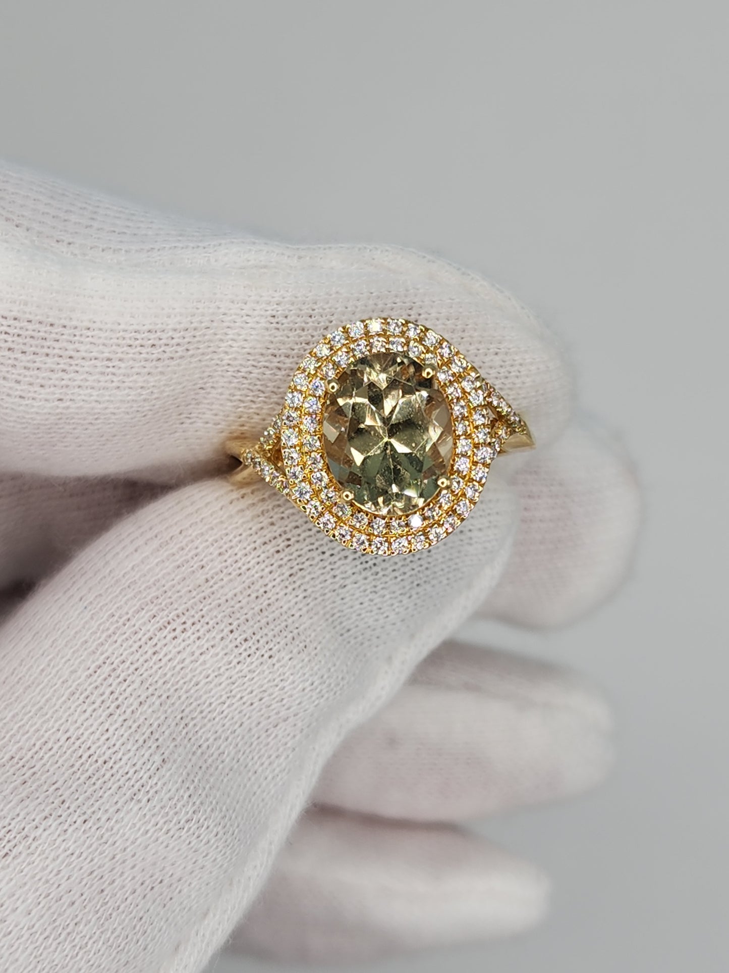 Iliana AAA Sava Sphene Diamond Double Halo Ladies Ring in 18K Yellow Gold