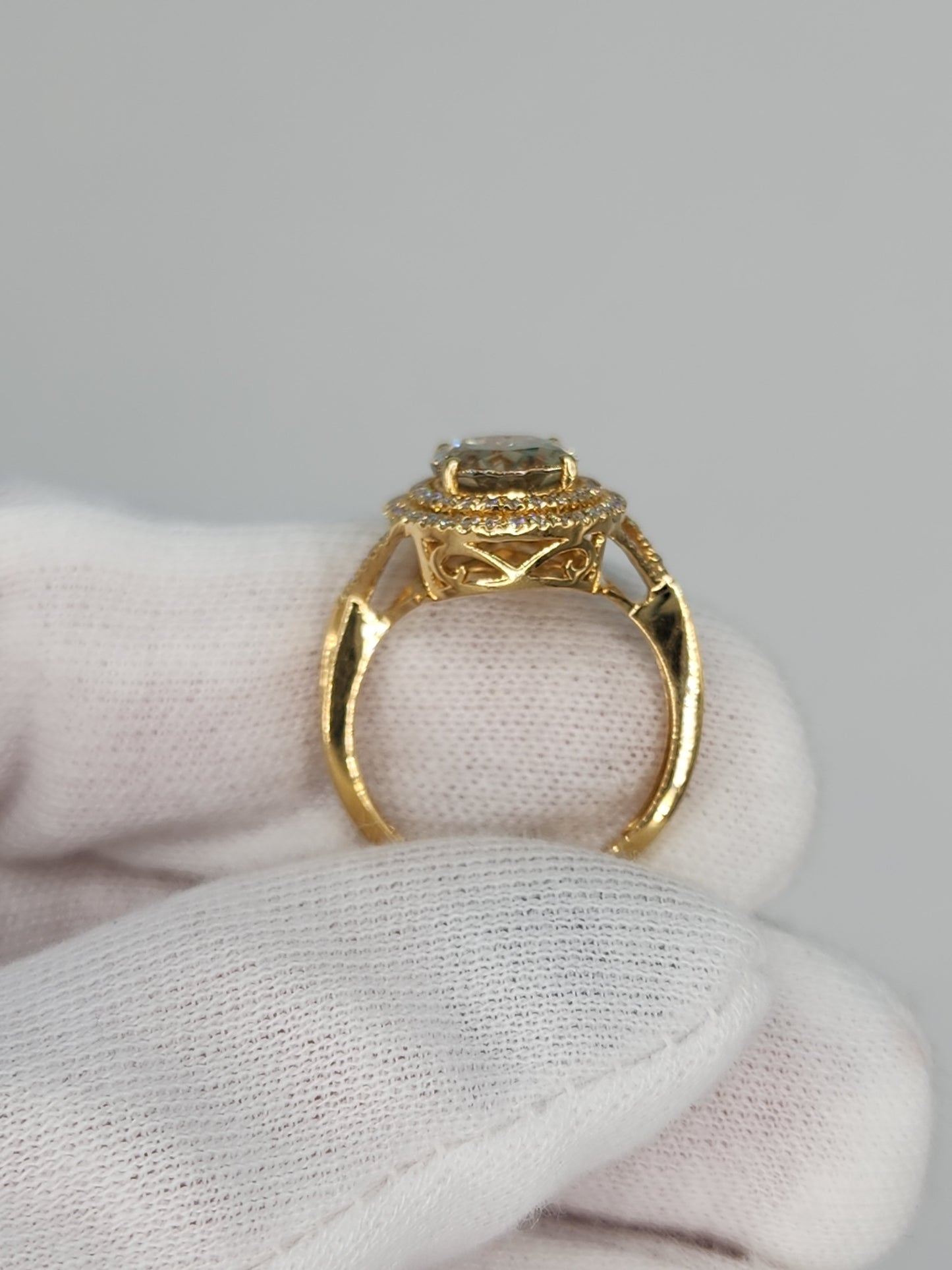 Iliana AAA Sava Sphene Diamond Double Halo Ladies Ring in 18K Yellow Gold