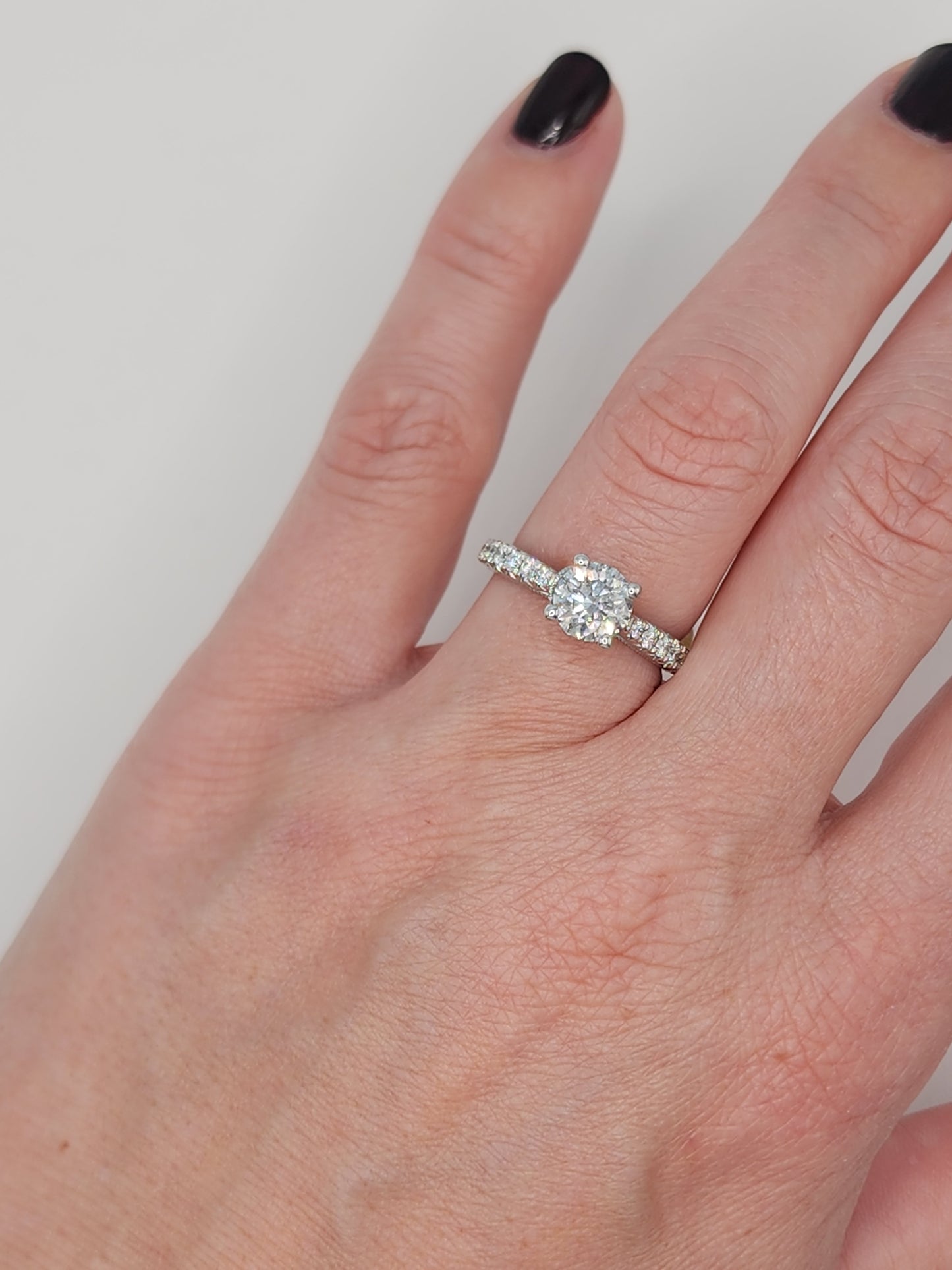 1.06 ct Round Natural Diamond in 14k White Gold Natalie K. Designer Setting Engagement Ring