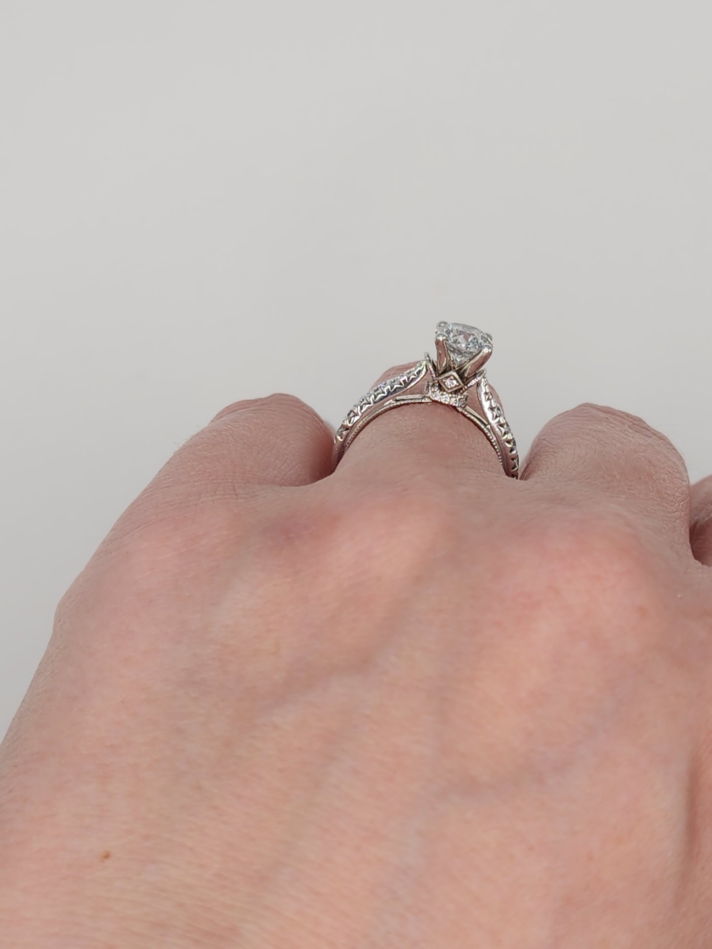 1.06 ct Round Natural Diamond in 14k White Gold Natalie K. Designer Setting Engagement Ring