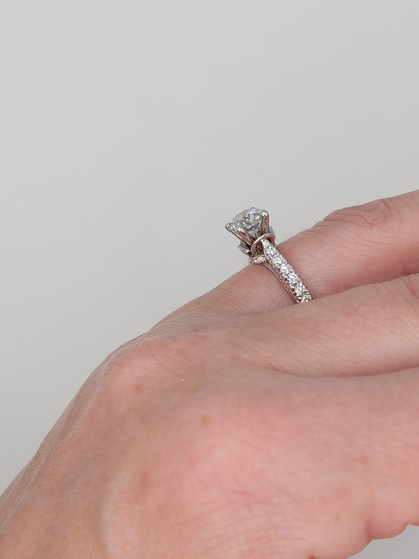 1.06 ct Round Natural Diamond in 14k White Gold Natalie K. Designer Setting Engagement Ring