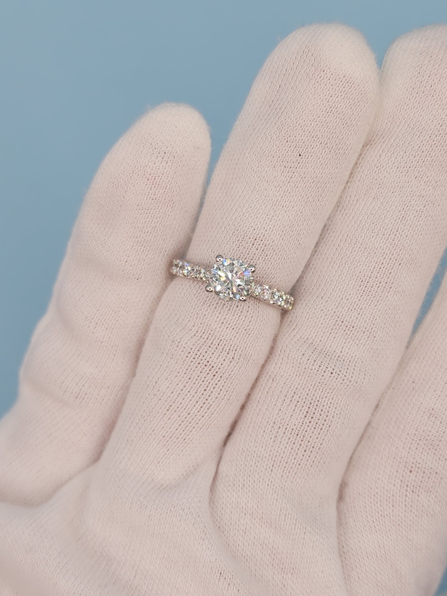 1.06 ct Round Natural Diamond in 14k White Gold Natalie K. Designer Setting Engagement Ring