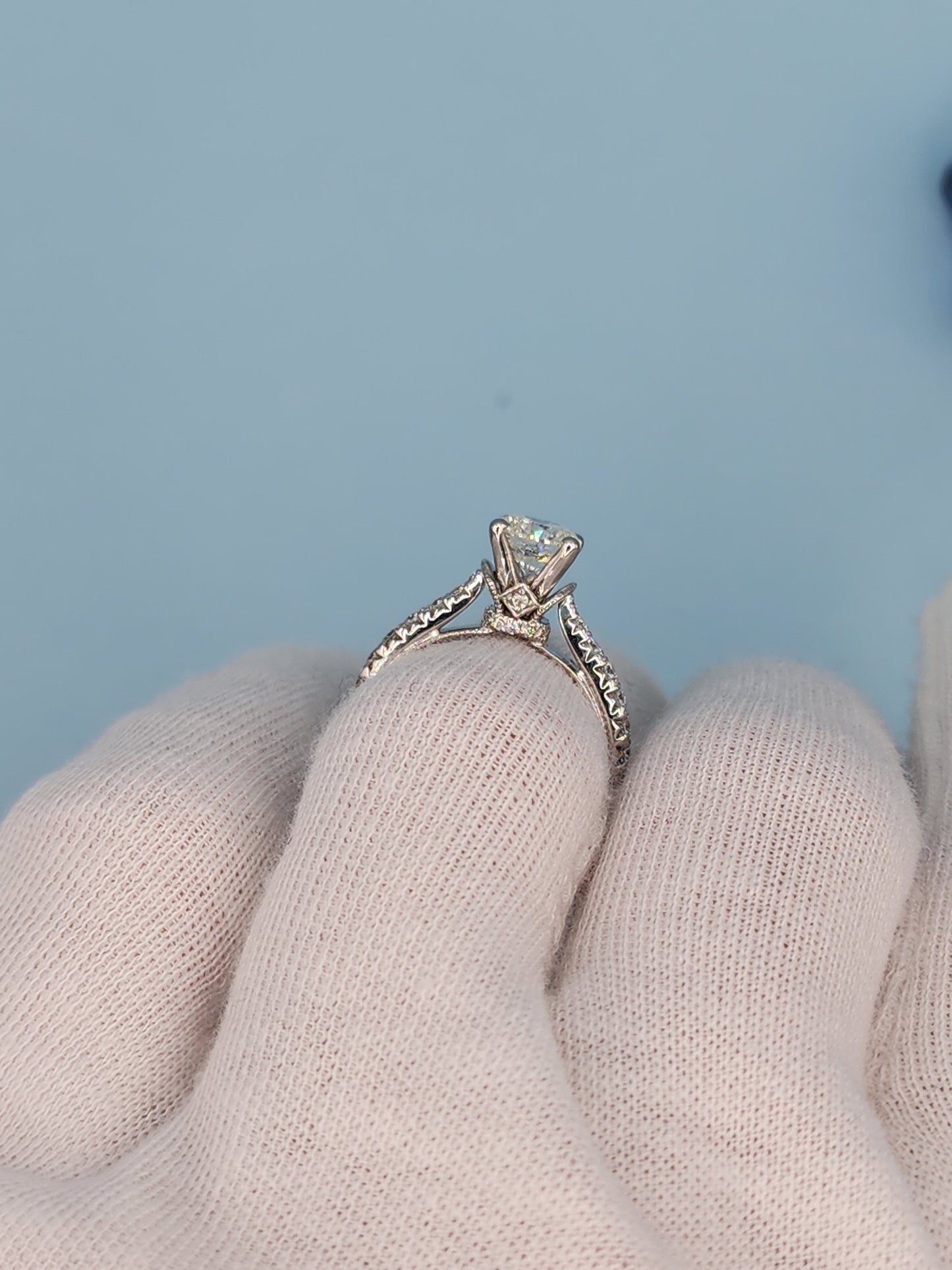 1.06 ct Round Natural Diamond in 14k White Gold Natalie K. Designer Setting Engagement Ring