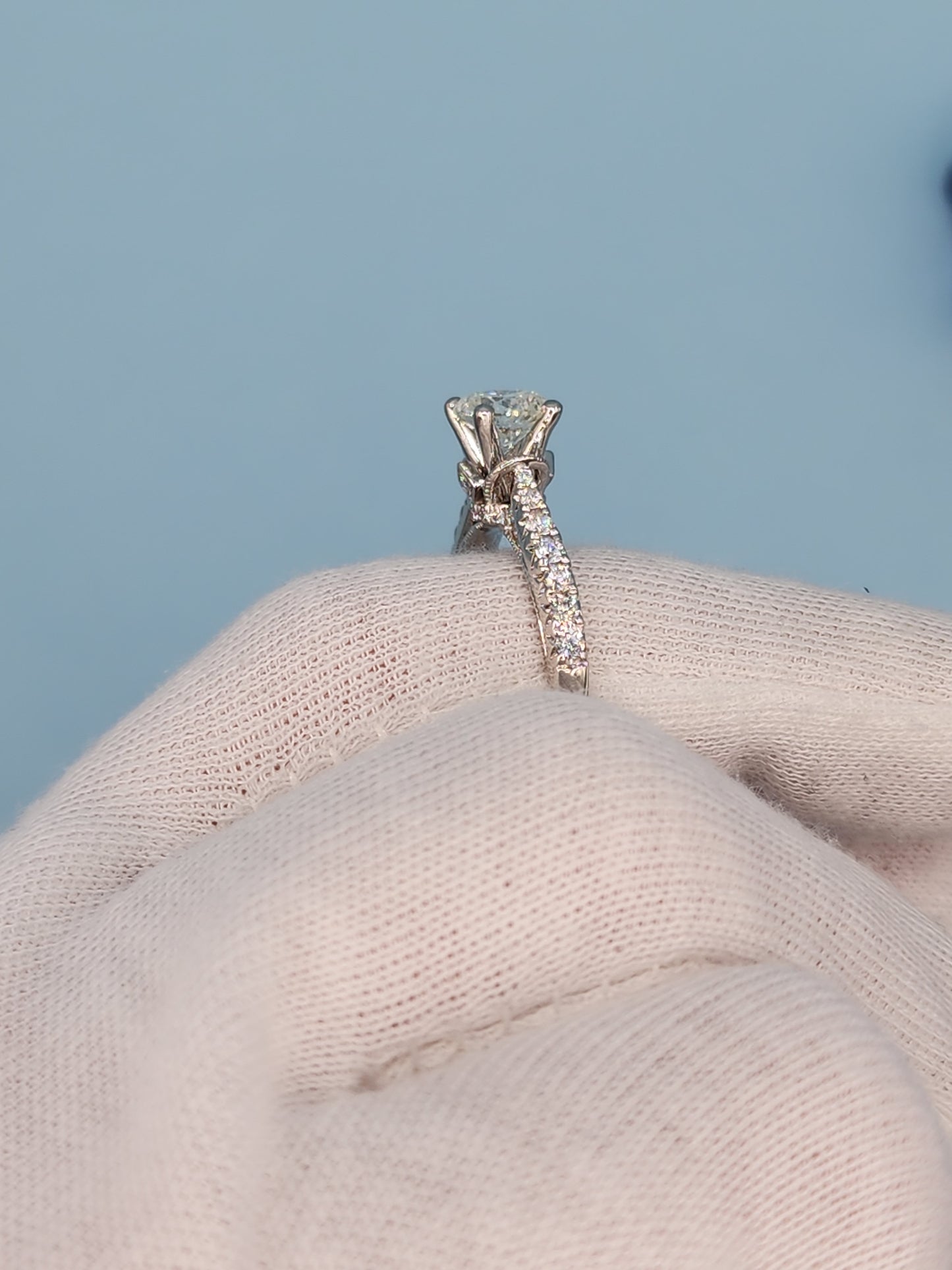 1.06 ct Round Natural Diamond in 14k White Gold Natalie K. Designer Setting Engagement Ring