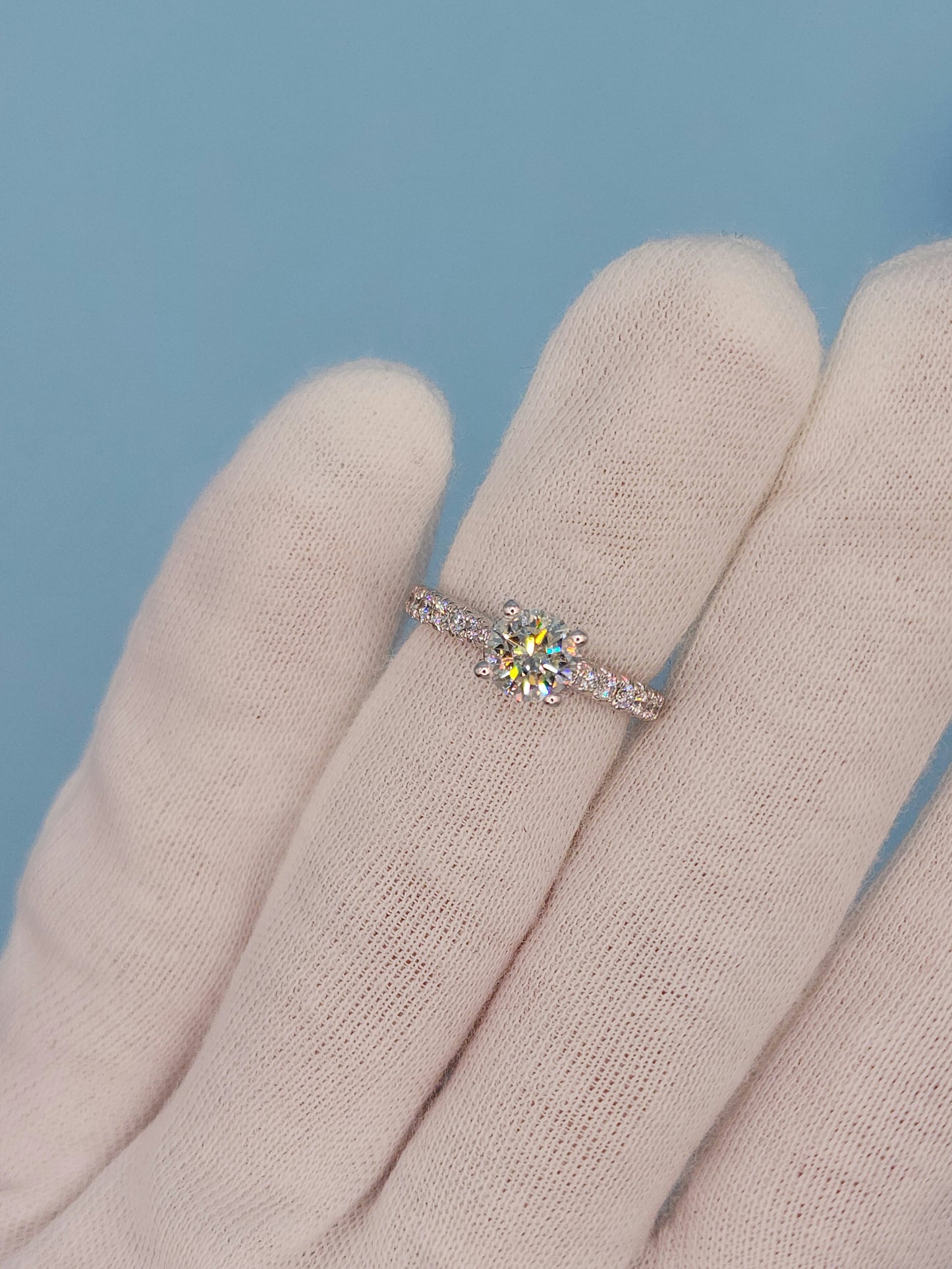 1.06 ct Round Natural Diamond in 14k White Gold Natalie K. Designer Setting Engagement Ring